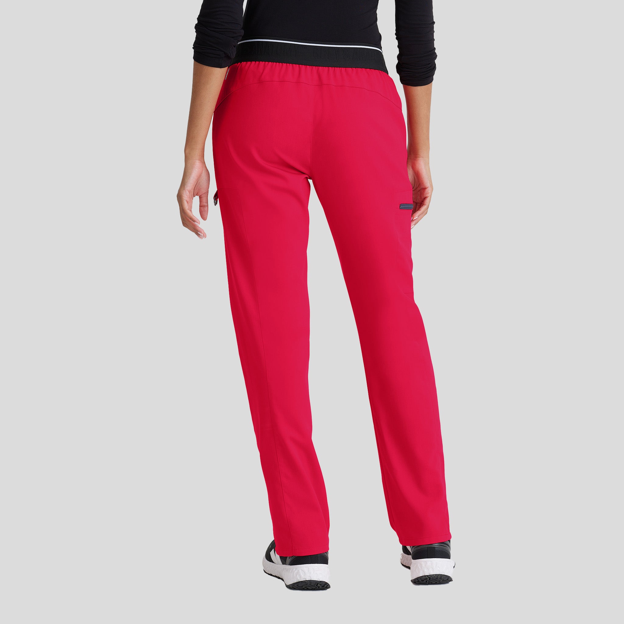 Kim 3-Pocket Mid-Rise Straight Leg Scrub Pant | Red