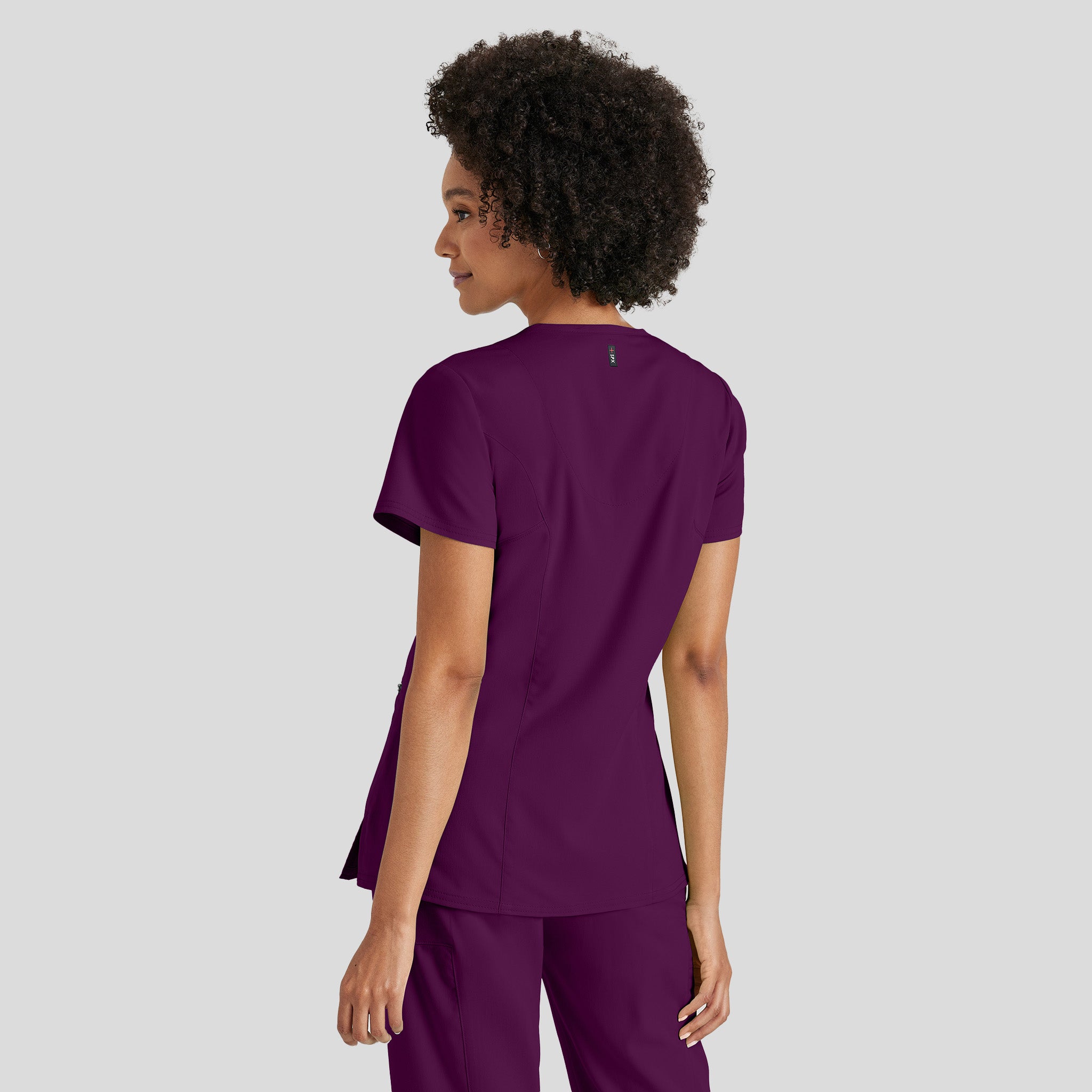 Kim 3-Pocket Crossover V-Neck Scrub Top | Wine