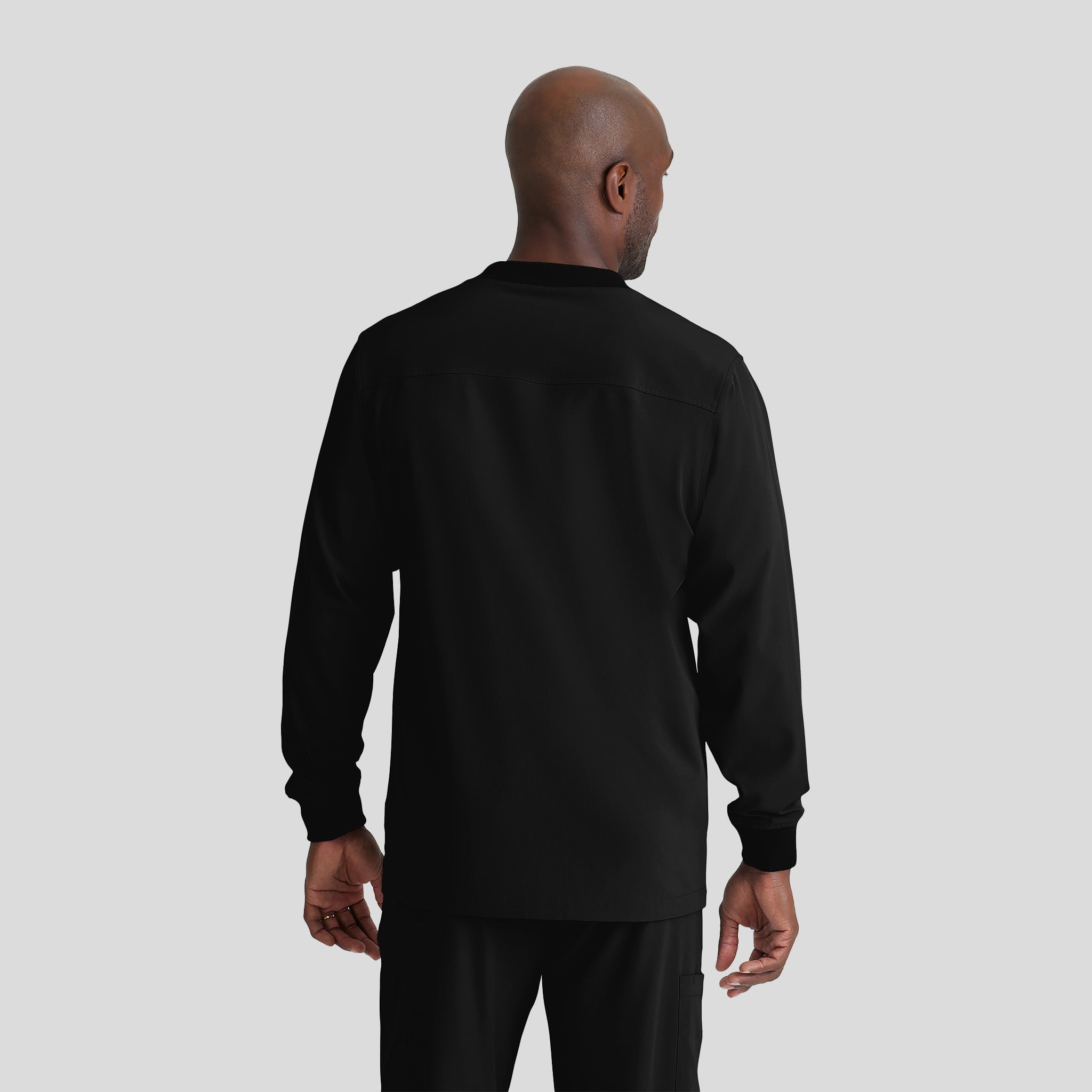 Men's Structure 3-Pocket Crewneck Warmup Scrub Jacket | Black