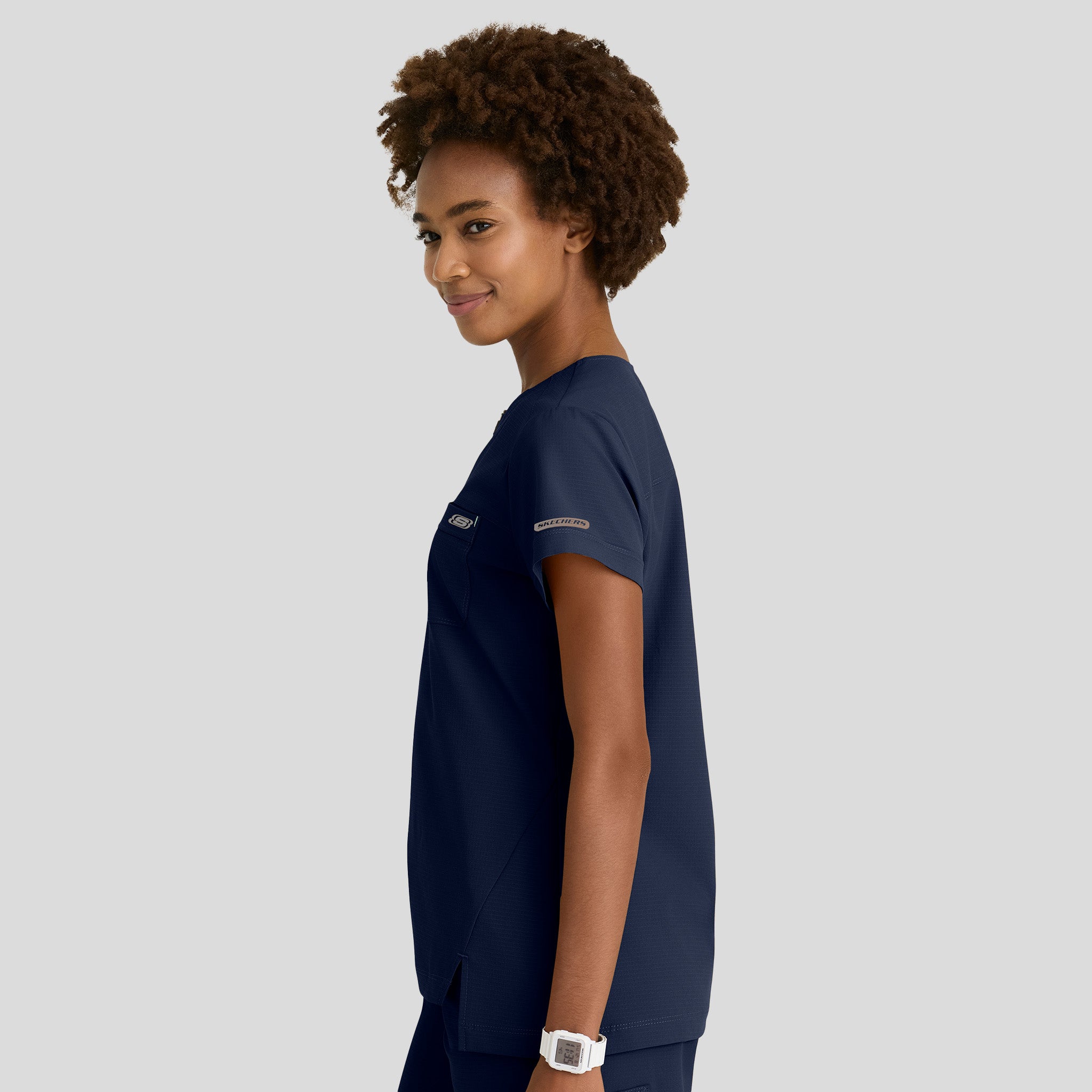 Trek 2-Pocket Rounded Neck Tuck-In Top | Navy