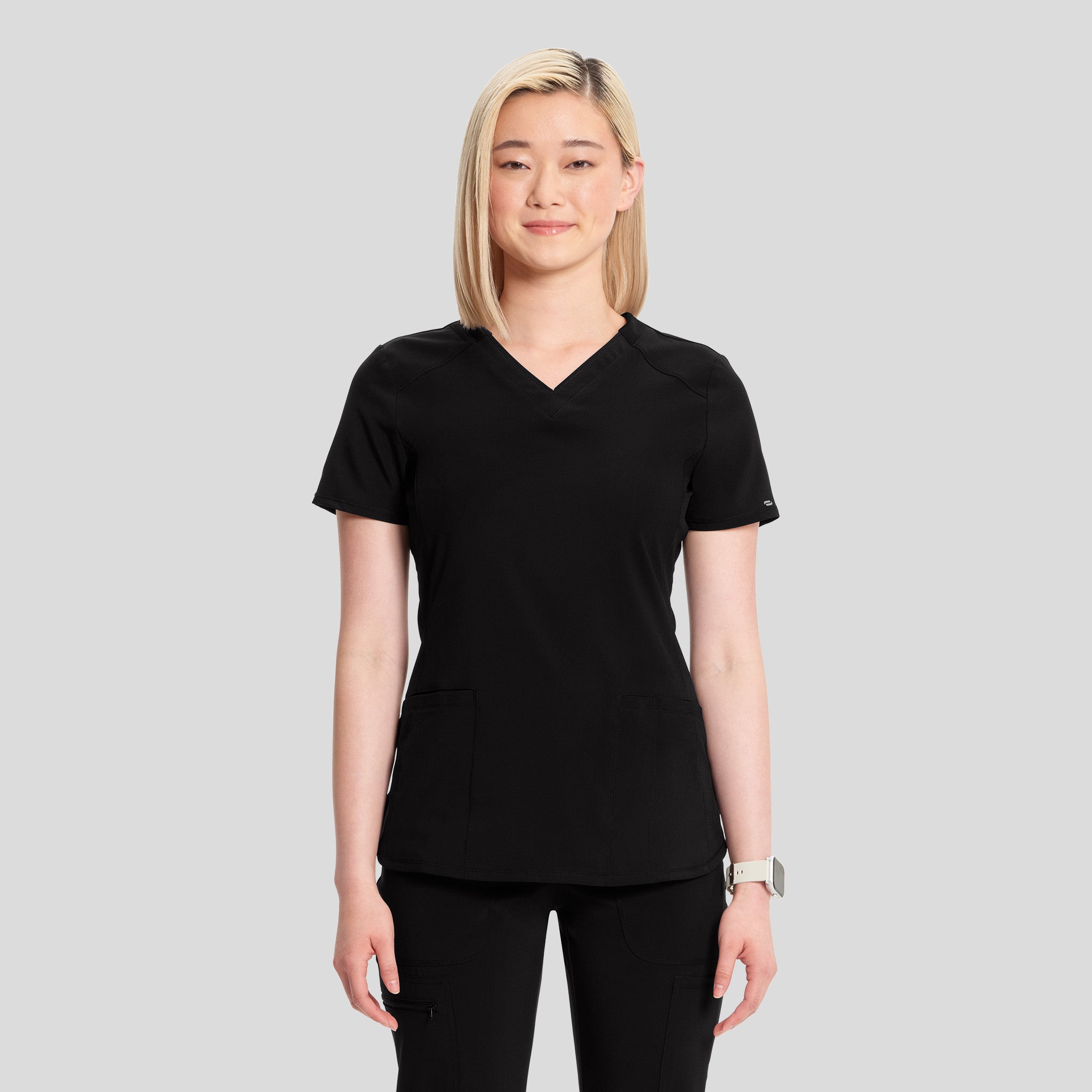 Infinity V-Neck Solid Scrub Top | Black
