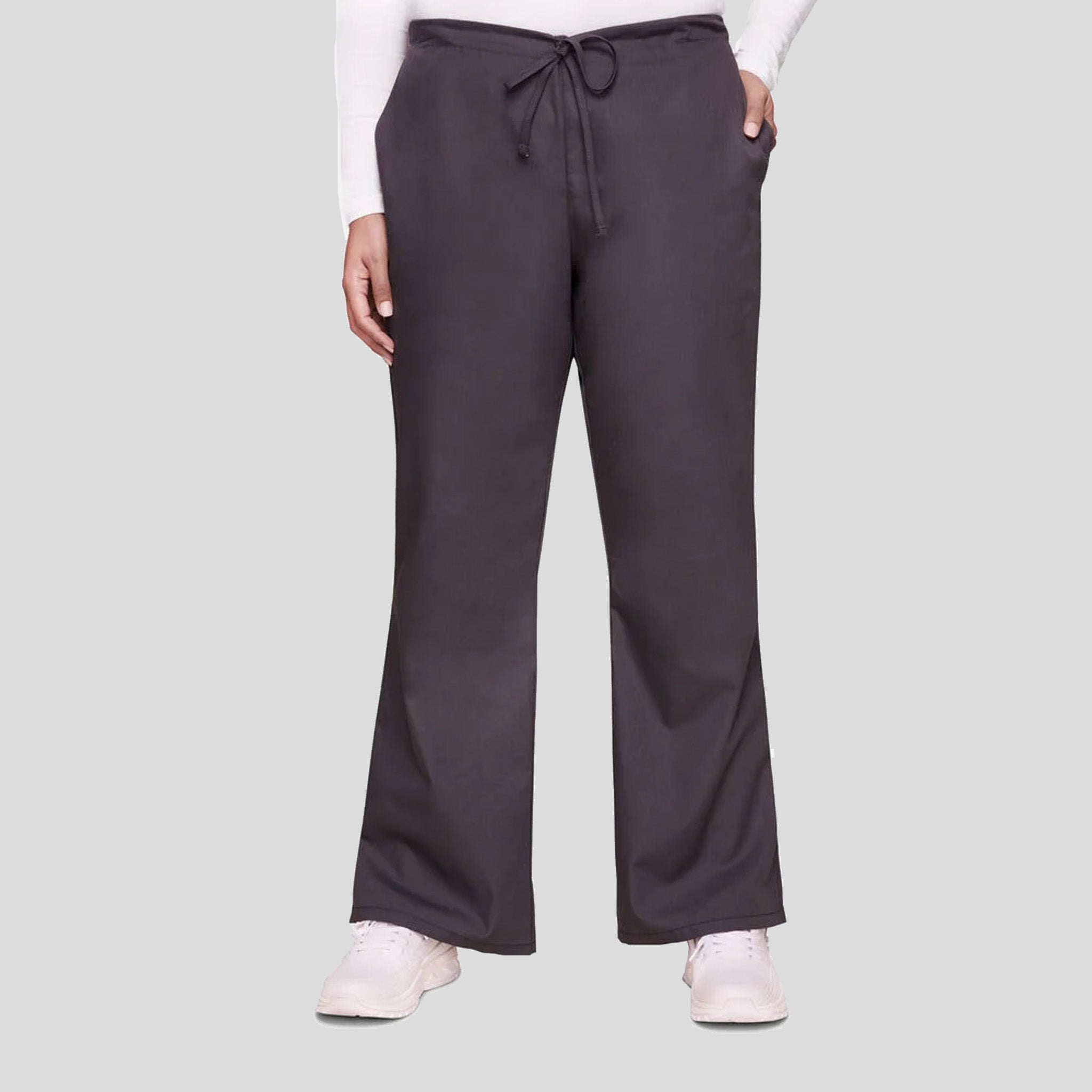 Natural Rise Flare Leg Drawstring Pant | Pewter