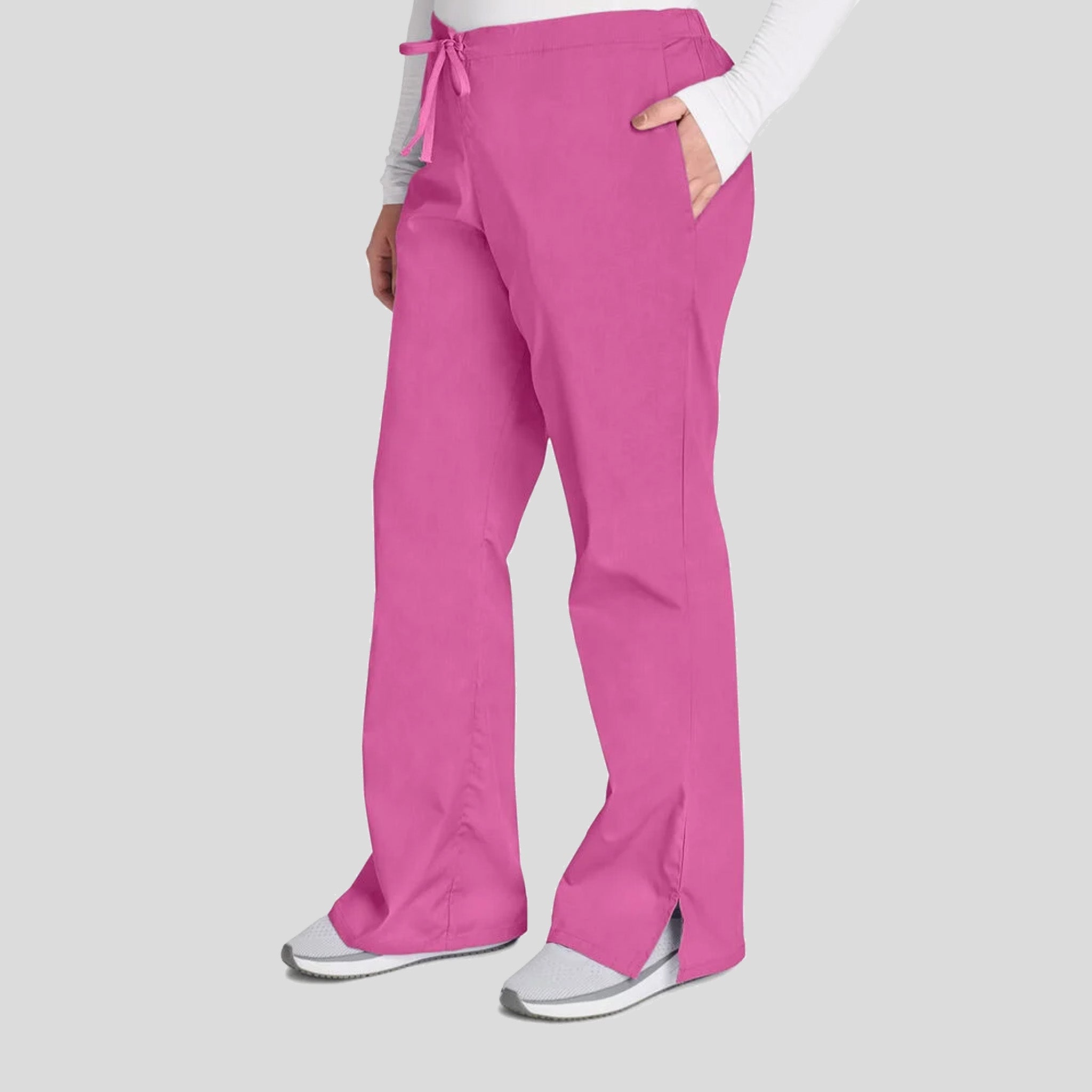 Natural Rise Flare Leg Drawstring Pant | Shocking Pink