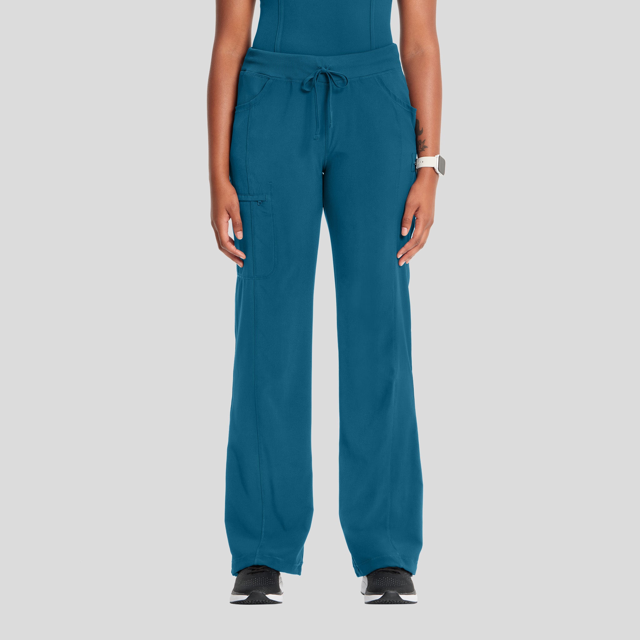 Rib Knit Drawstring Waist Scrub Pant | Caribbean