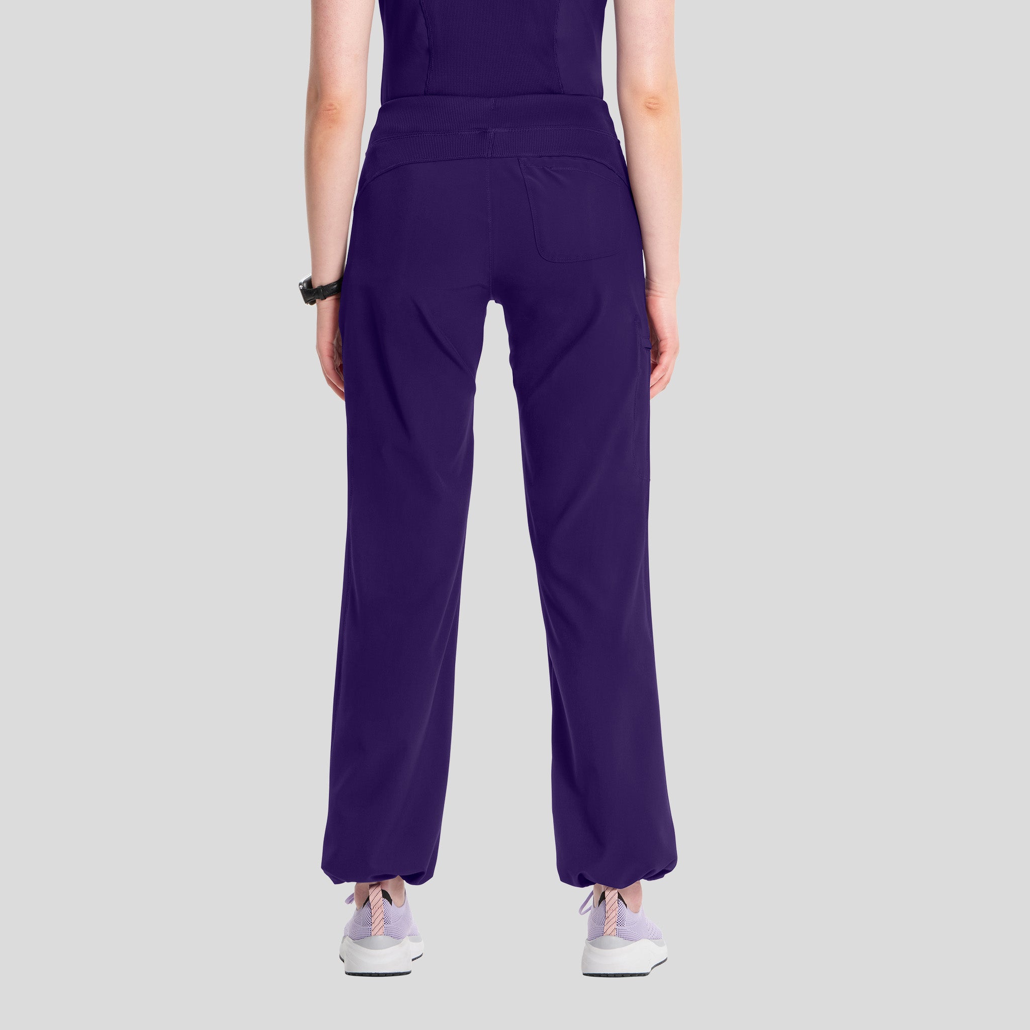 Rib Knit Drawstring Waist Scrub Pant | Grape