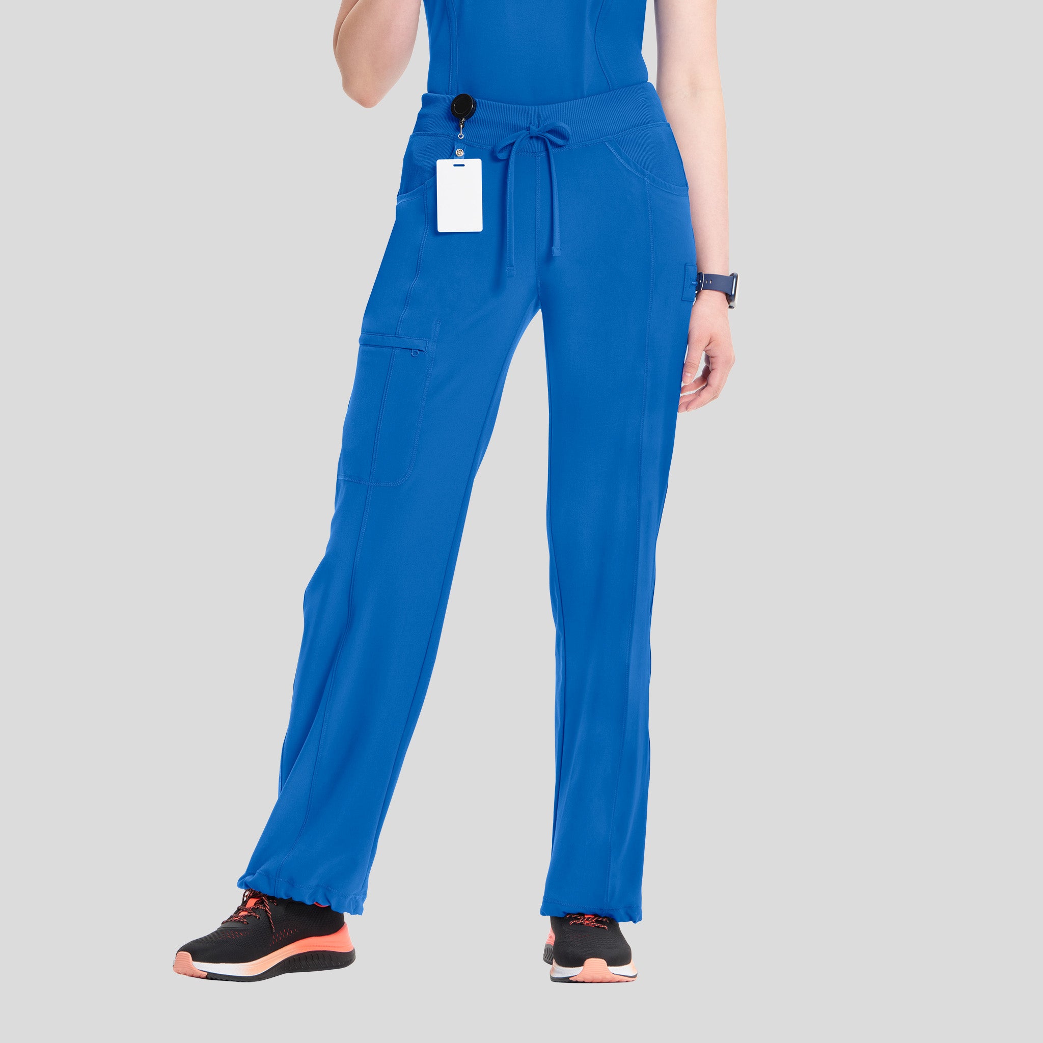 Rib Knit Drawstring Waist Scrub Pant | Royal