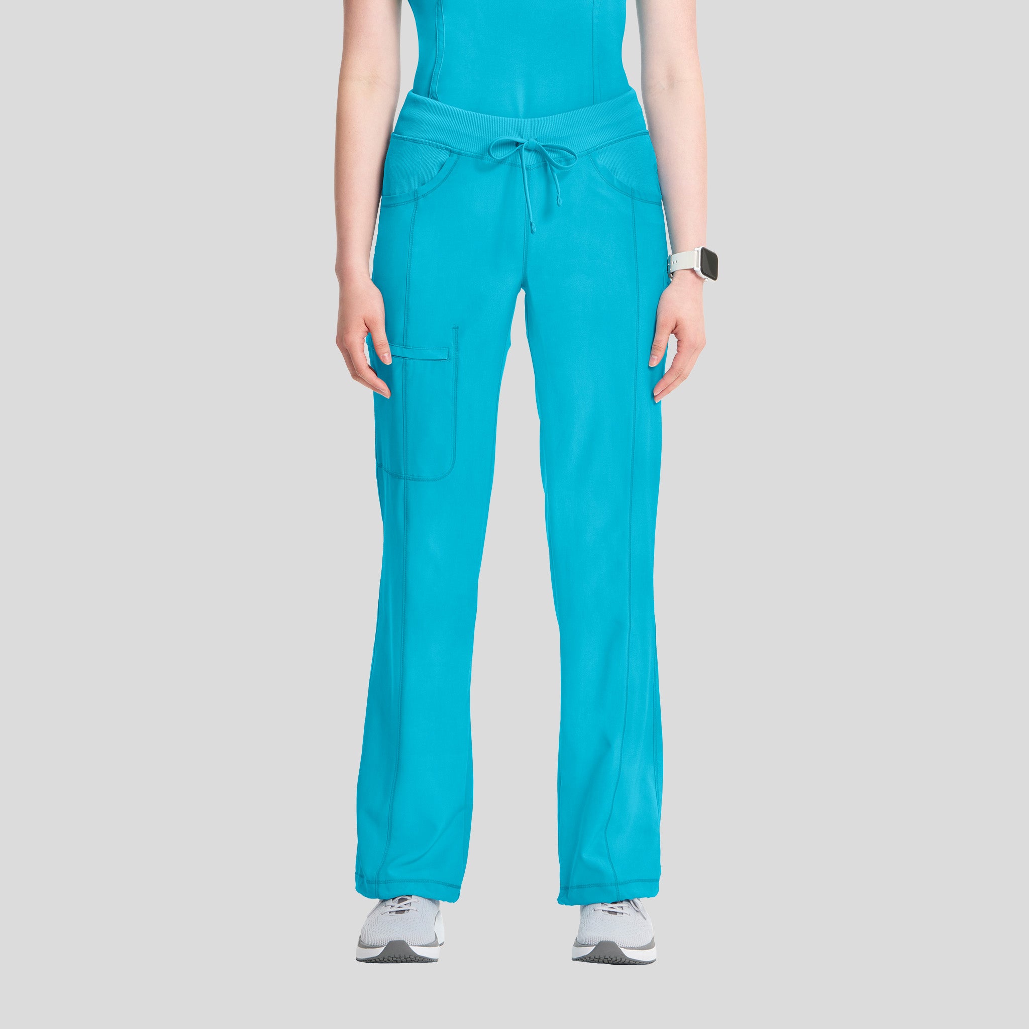 Rib Knit Drawstring Waist Scrub Pant | Turqouise