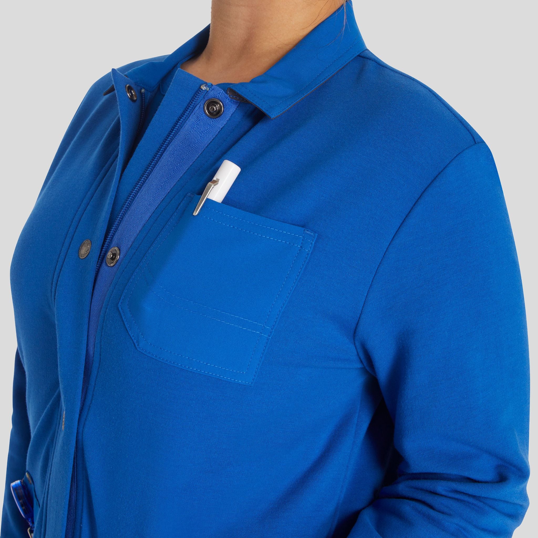 Women's Zip Front Fleece Scrub Jacket | Royal
