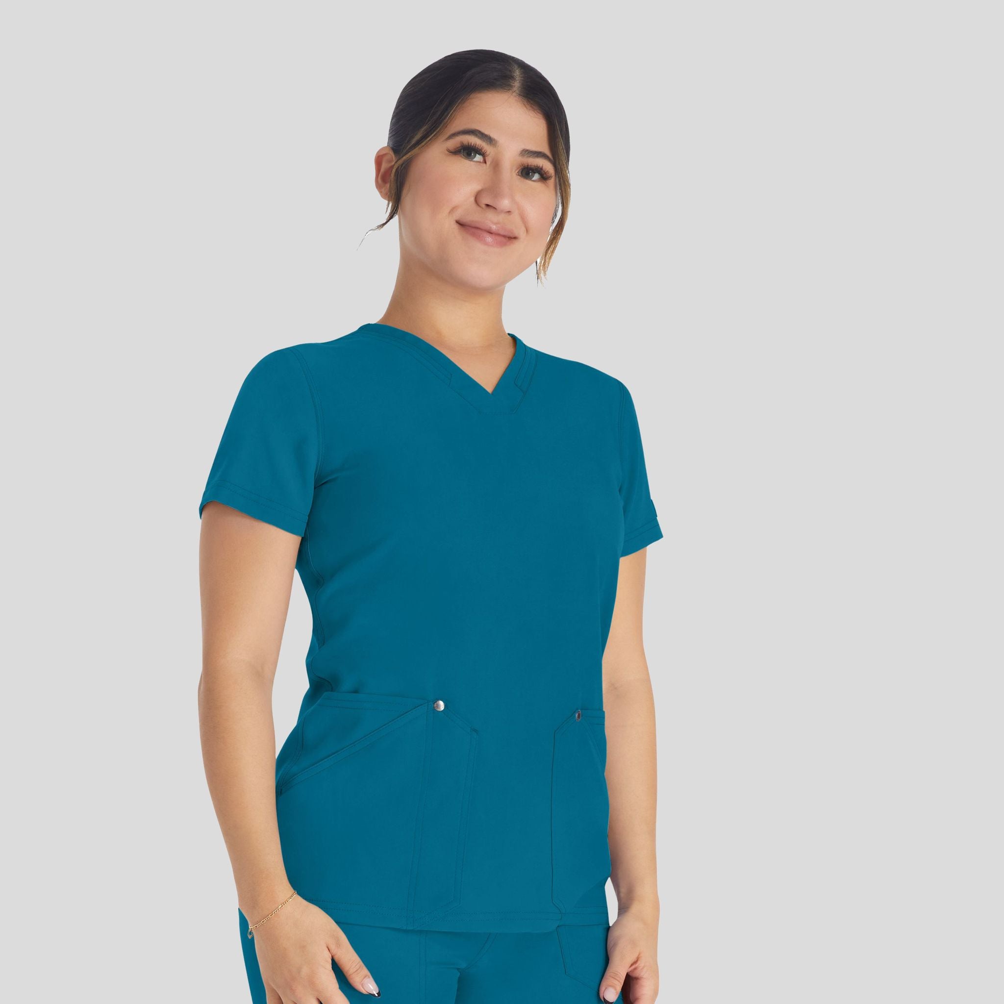 Women's V-Neck Scrub Top | Caribbean