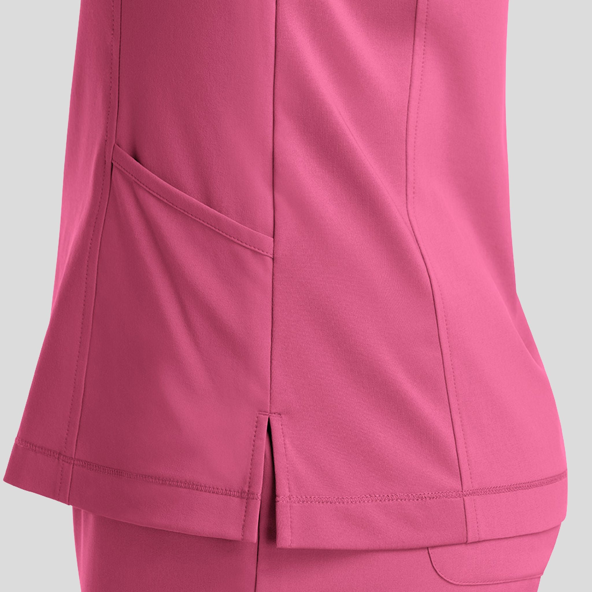 Notched Crew Neck Top | Shocking Pink