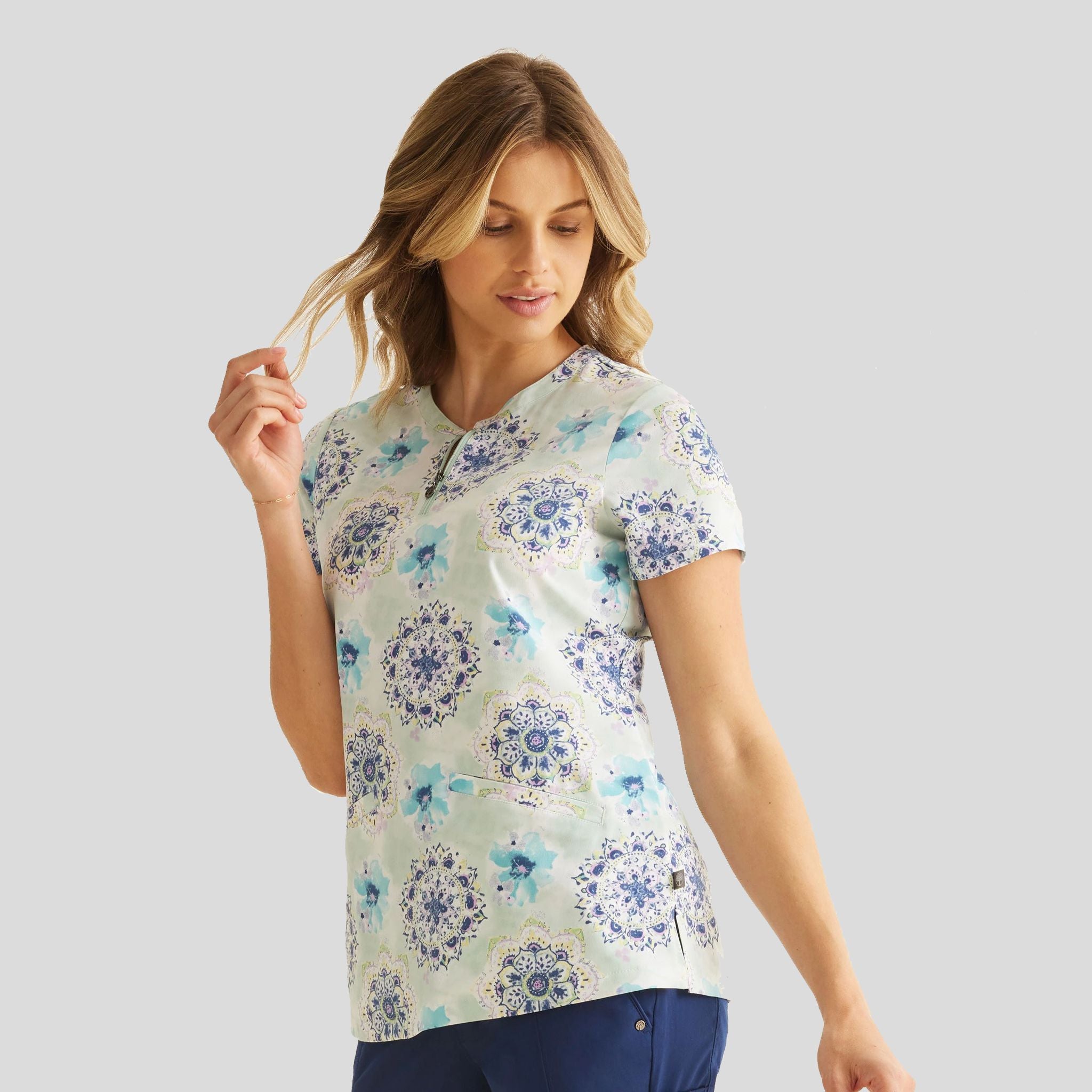 Ivy Water Color Medallion Print Top