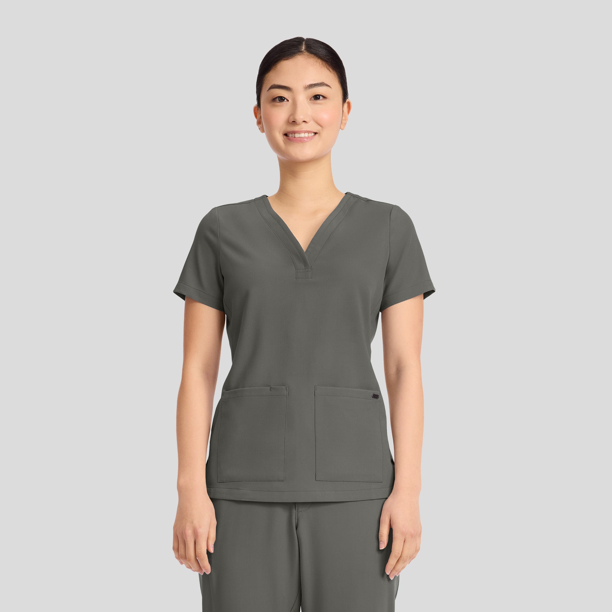 Women's Briana Y-Neck Scrub Top | Pewter