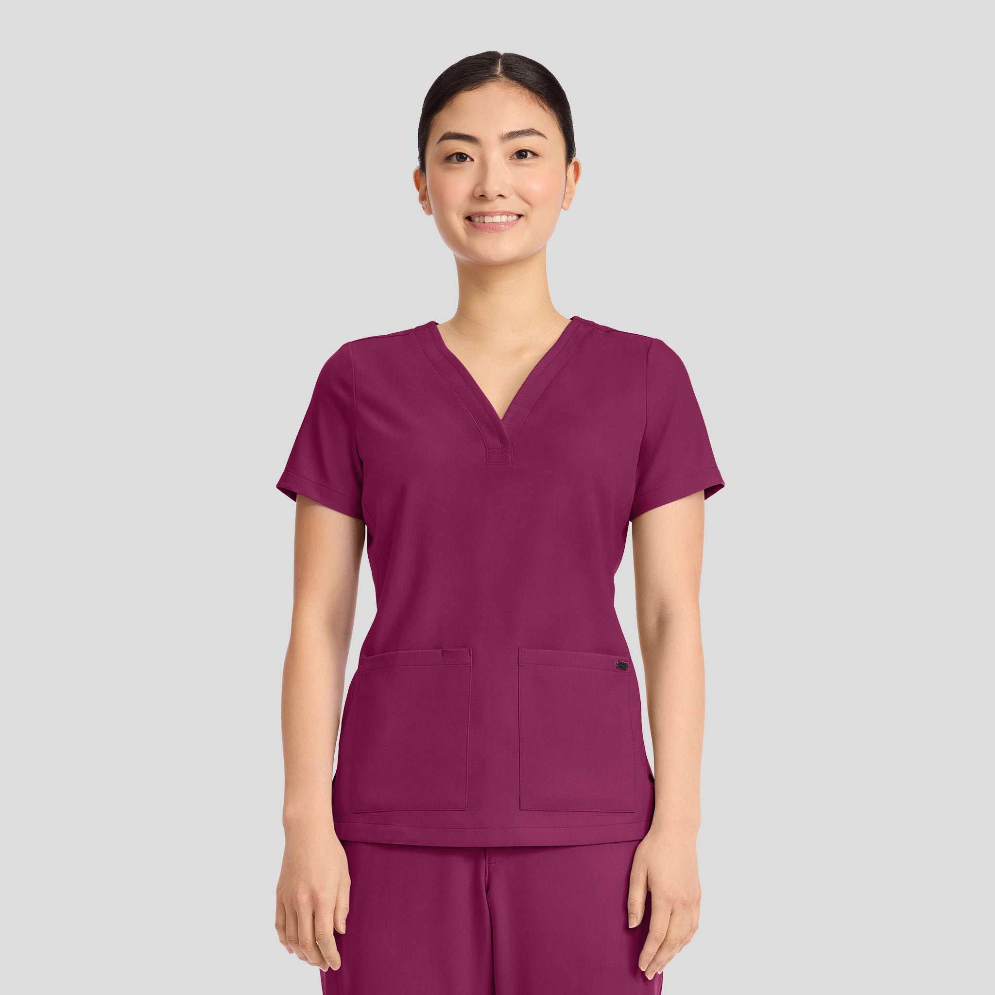 Women's Briana Y-Neck Scrub Top | Wine