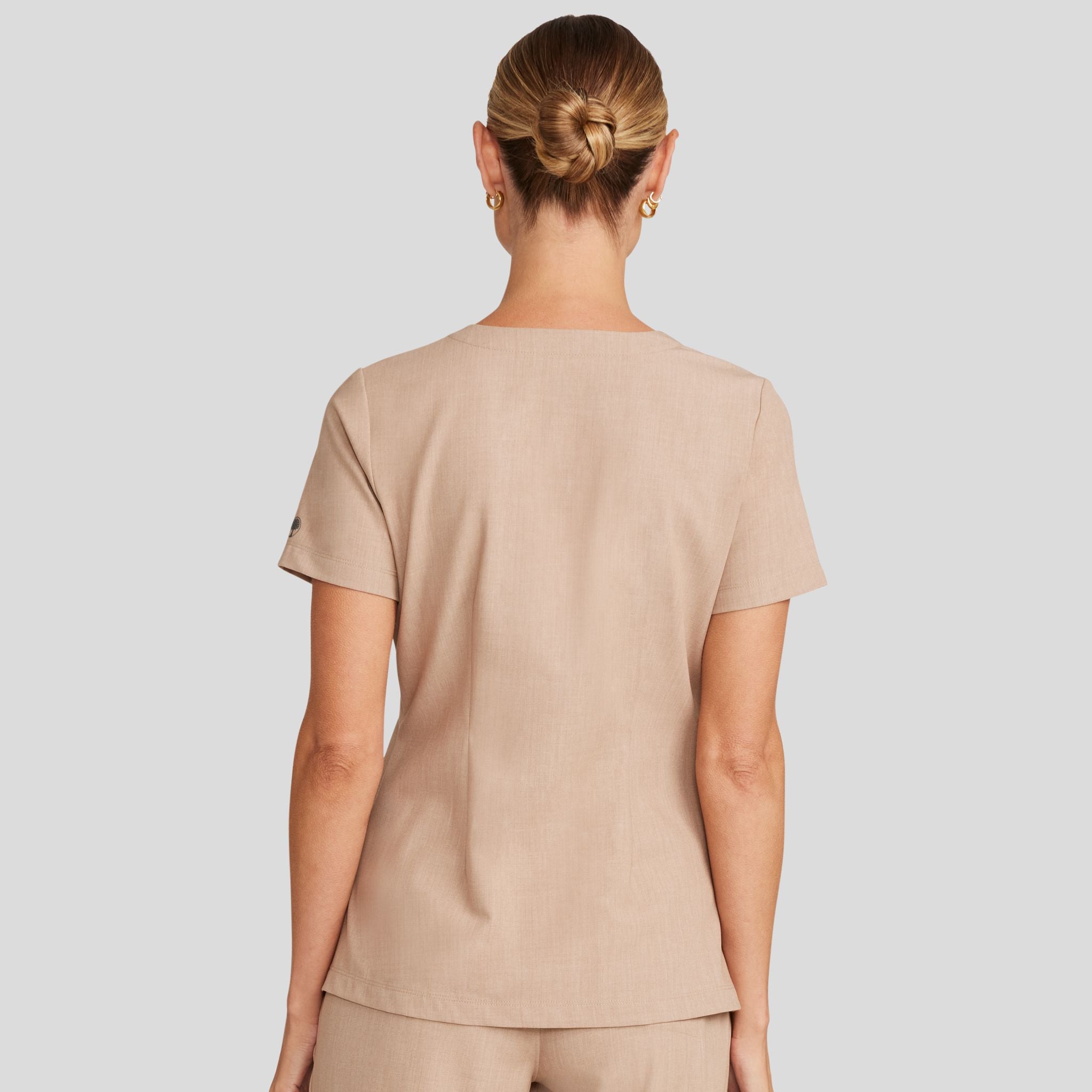 Women's Billie V-Neck Scrub Top | Desert Taupe
