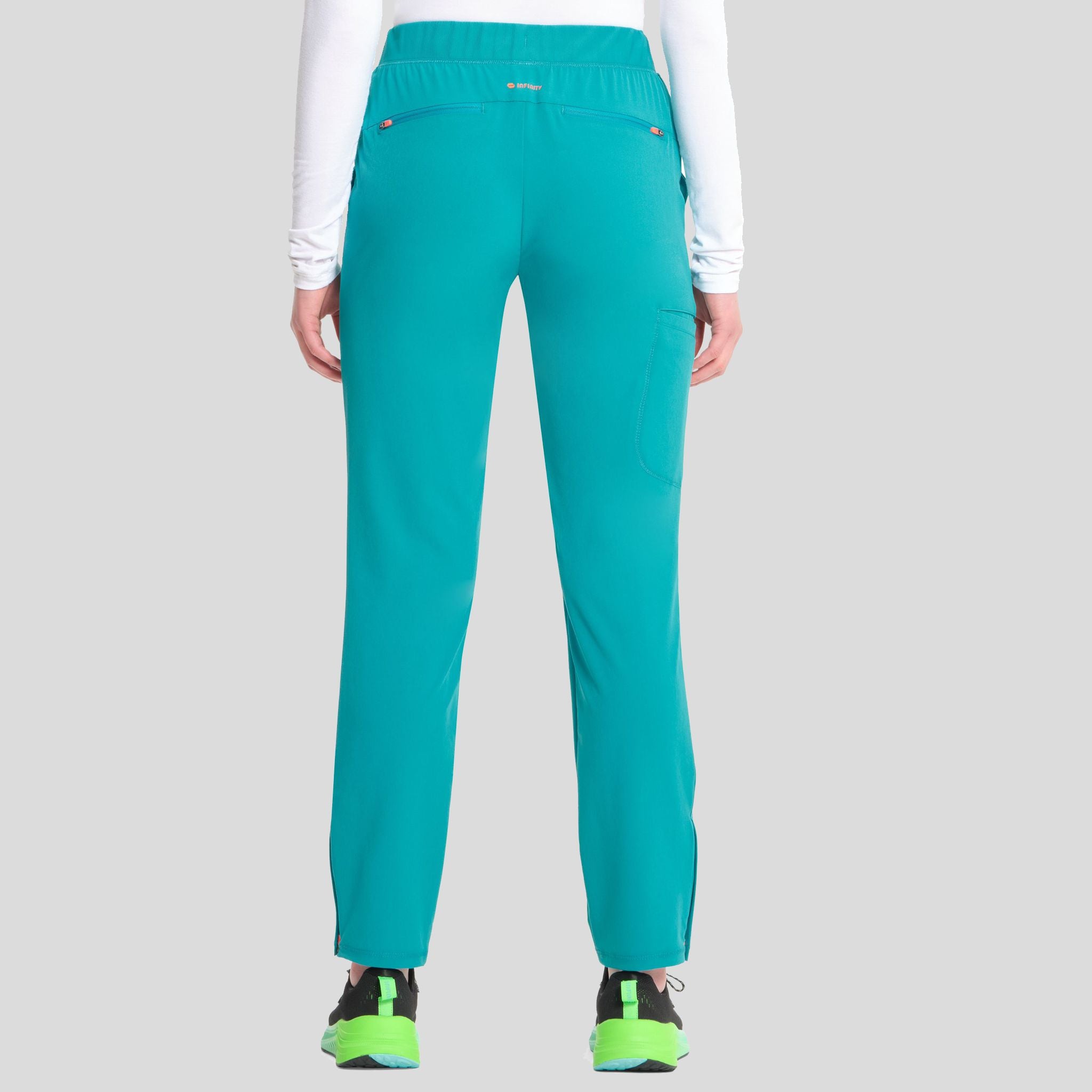 Mid Rise Pull-on Tapered Leg Cargo Pant | Teal