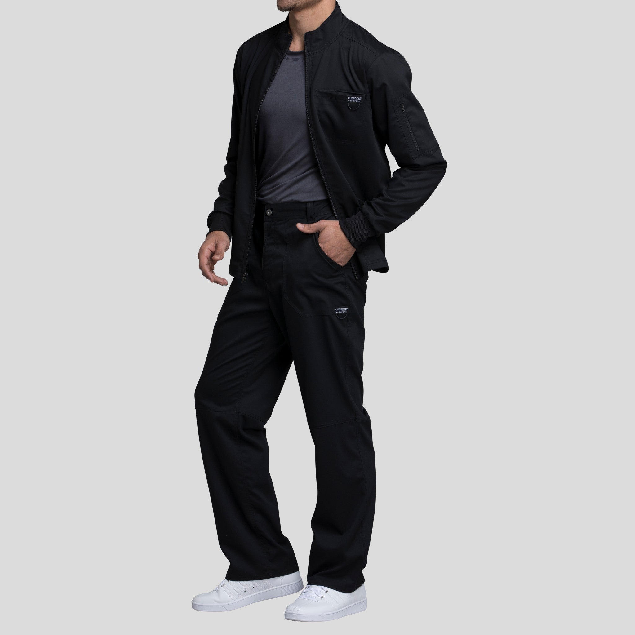 Men's Zip Front Scrub Jacket | Black