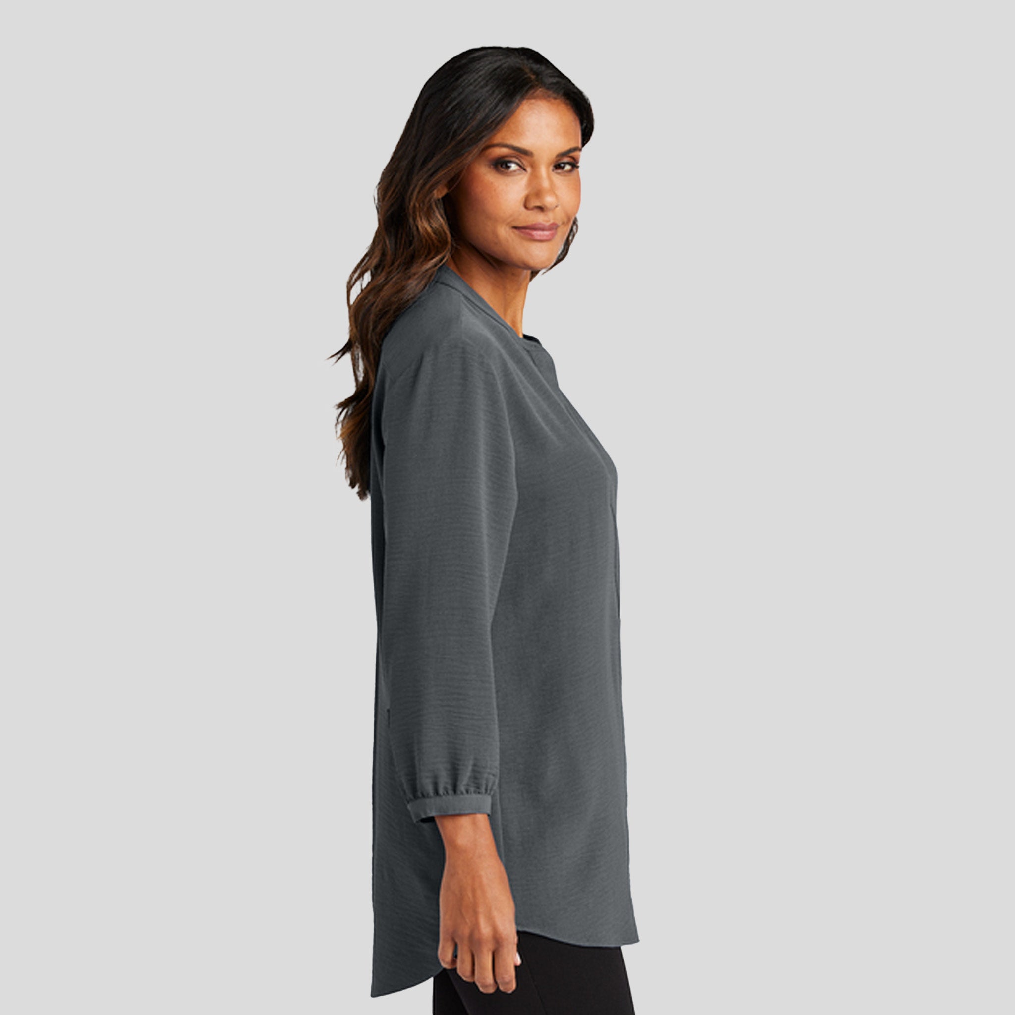 Women's 3/4-Sleeve Textured Crepe Tunic | Graphite