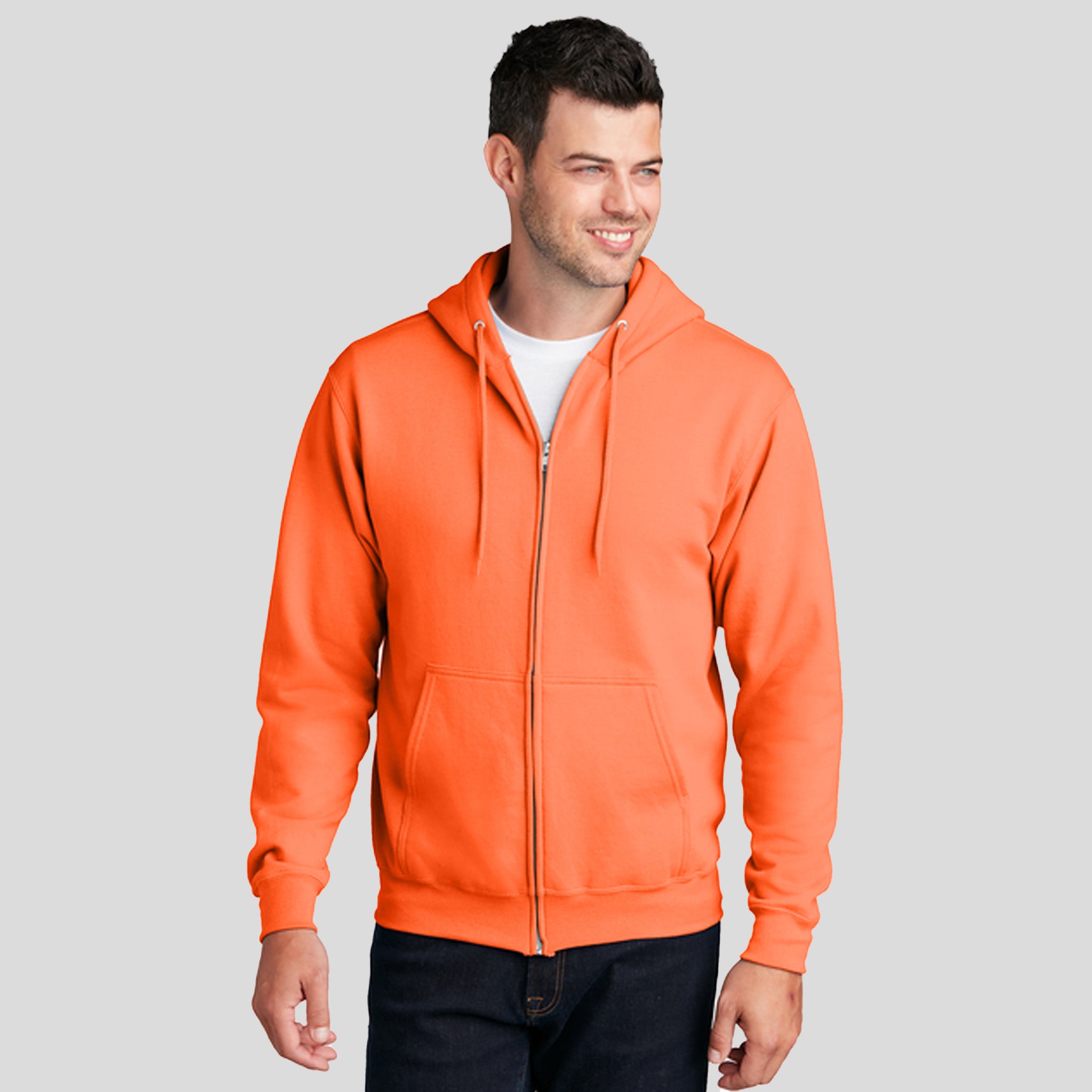 Core Fleece Full-Zip Hooded Sweatshirt | Neon Orange