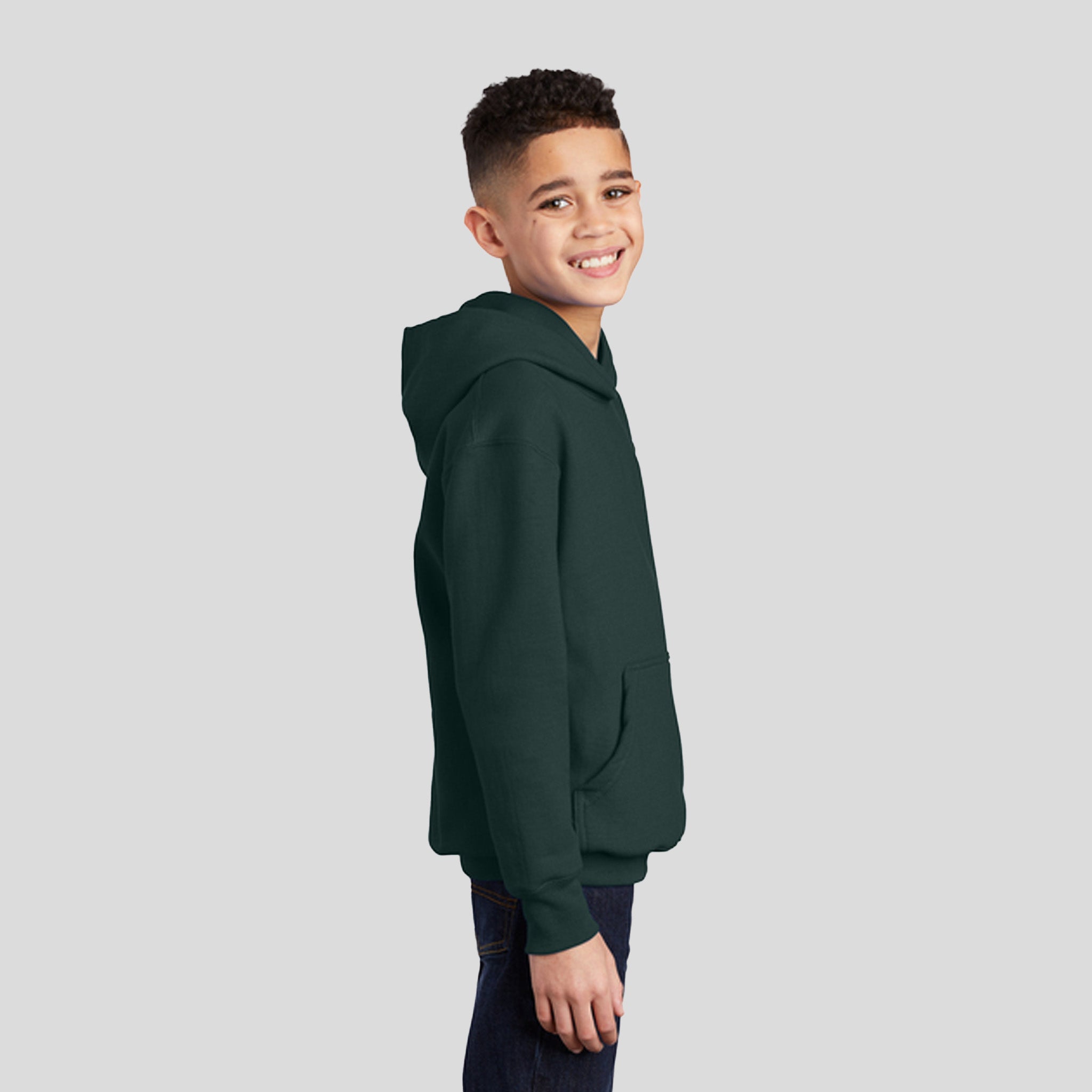 Youth Core Fleece Pullover Hooded Sweatshirt | Dark Green
