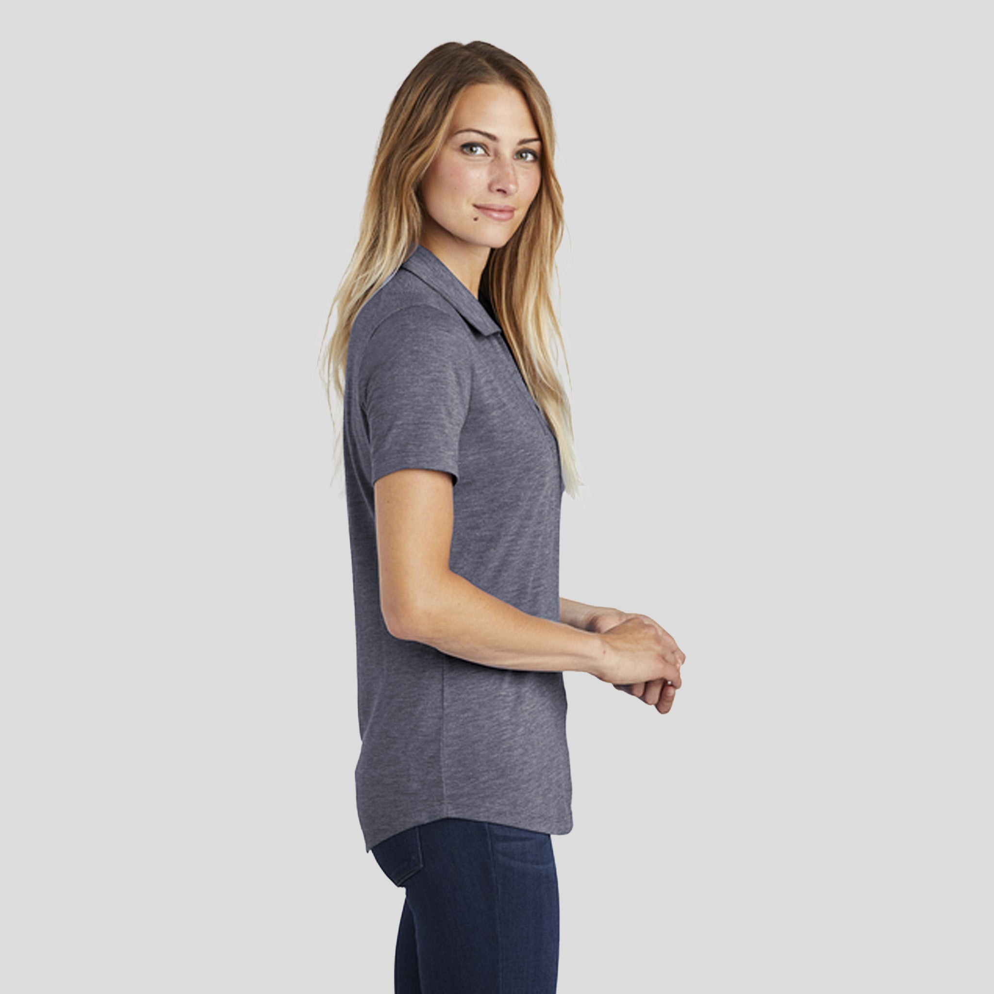 Women's PosiCharge ® Tri-Blend Wicking Polo | True Navy Heather