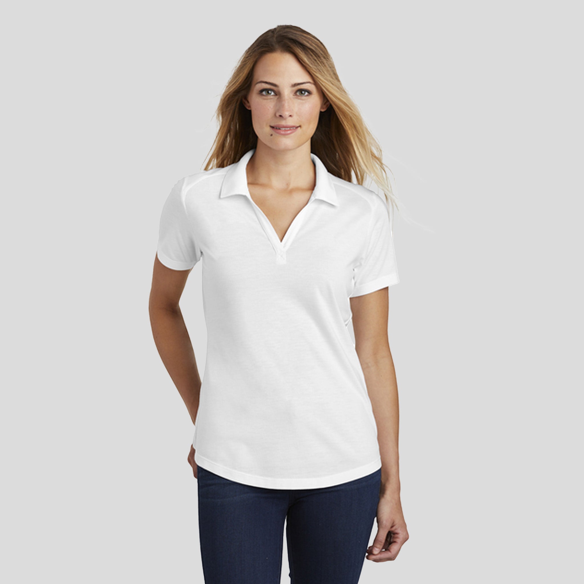 Women's PosiCharge ® Tri-Blend Wicking Polo | White Triad Solid