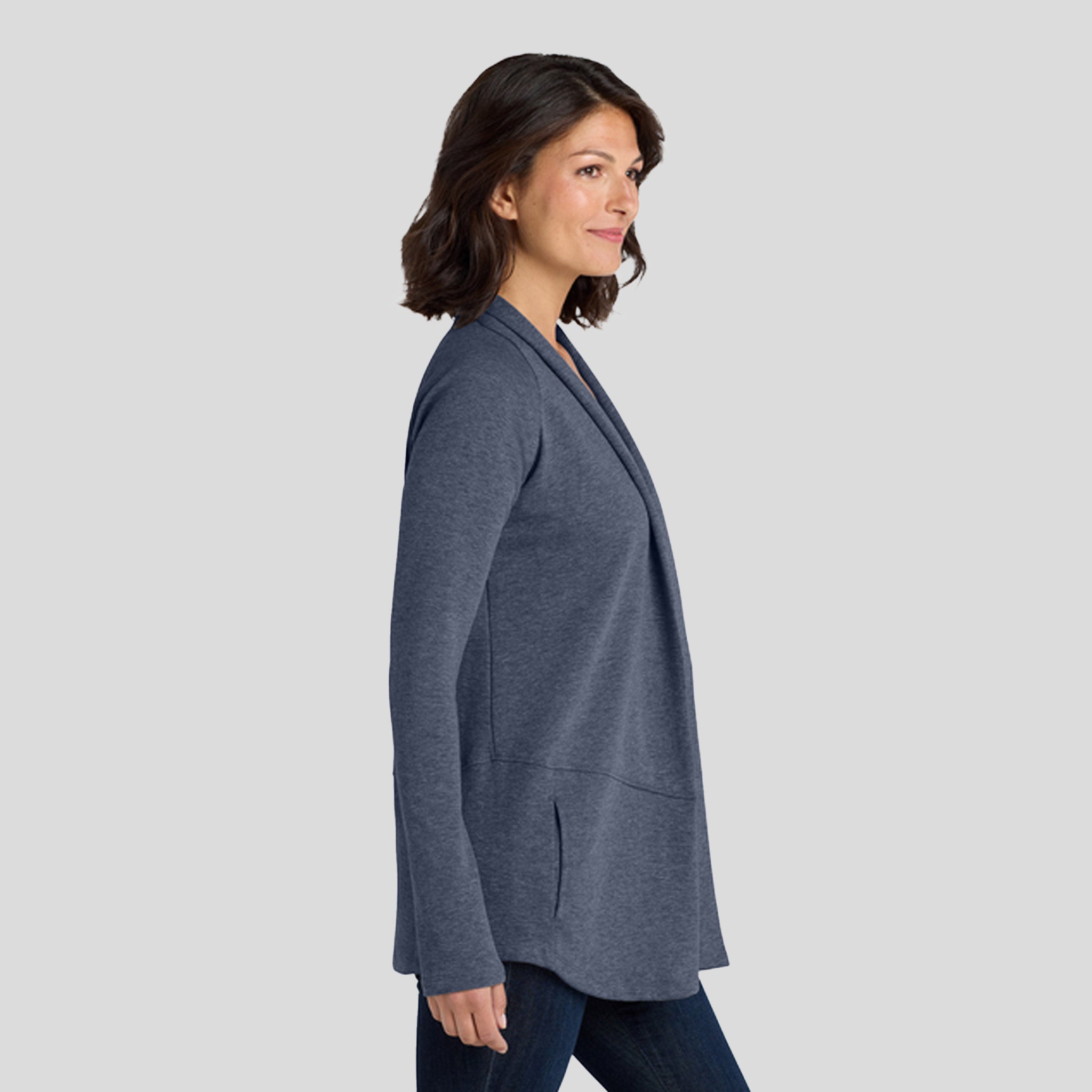 Women's Interlock Cardigan | Estate Blue and Charcoal Heather