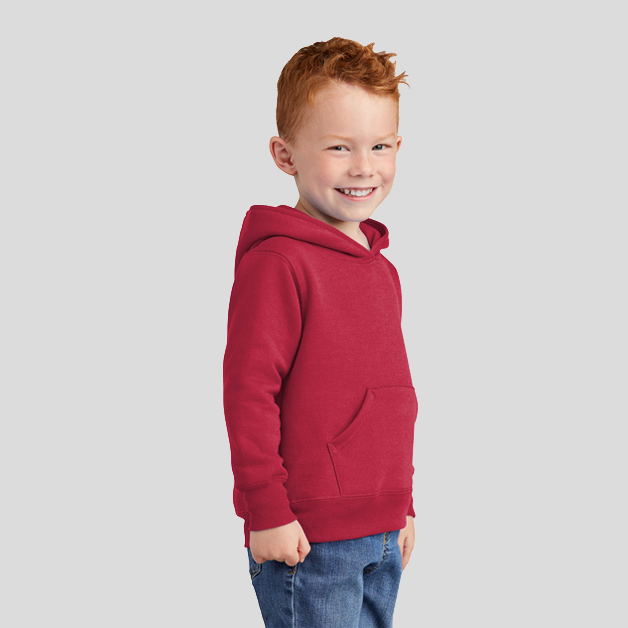 Toddler Core Fleece Pullover Hooded Sweatshirt | Red