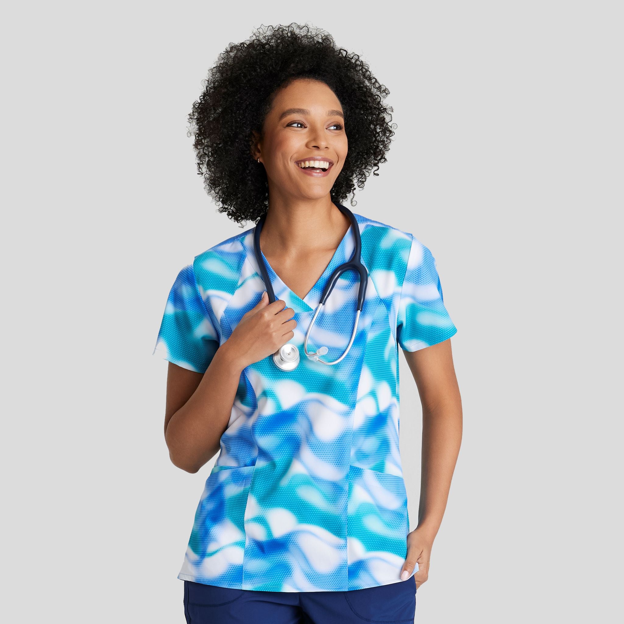 Thrive Print Top | Azure Waves