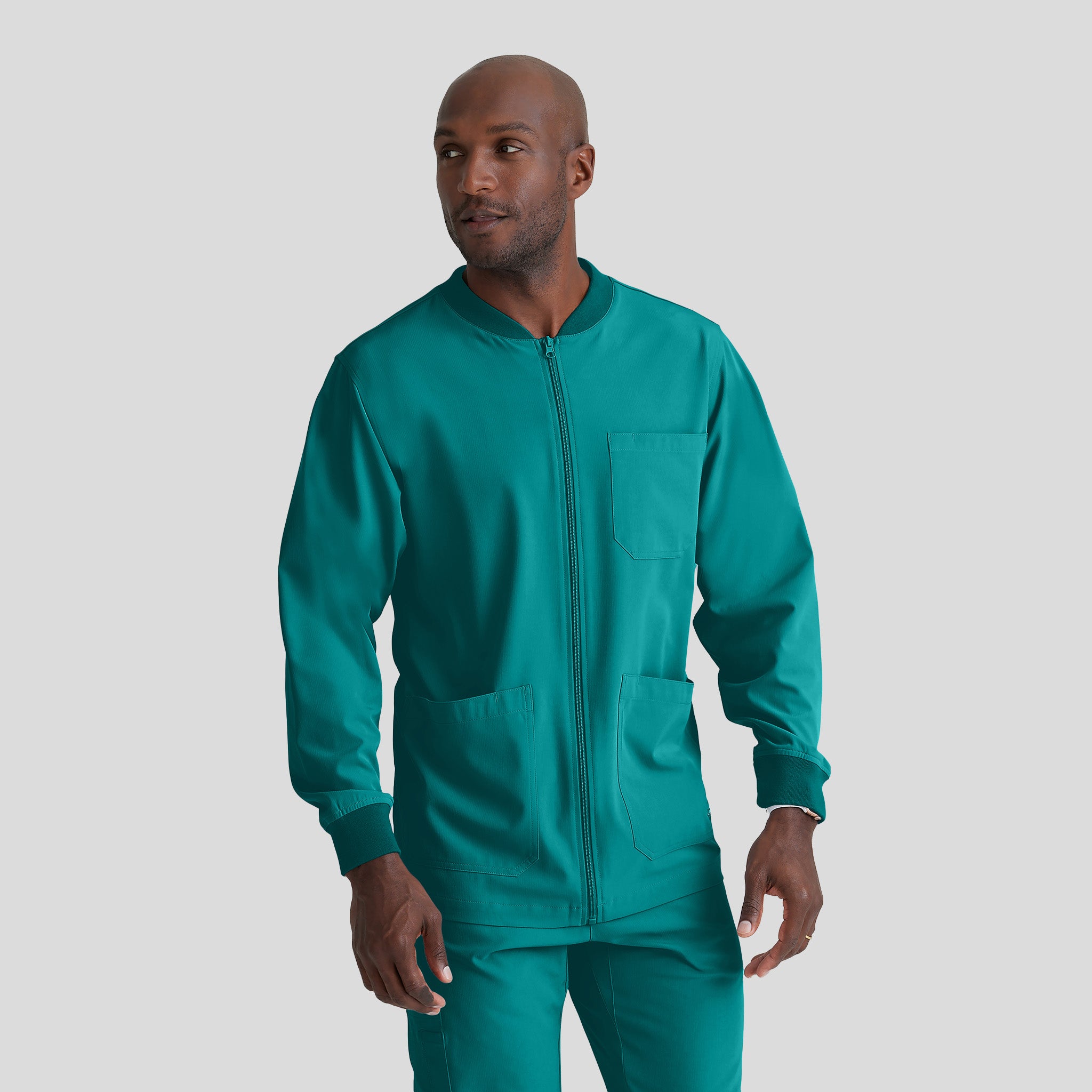 Men's Structure 3-Pocket Crewneck Warmup Scrub Jacket | Teal