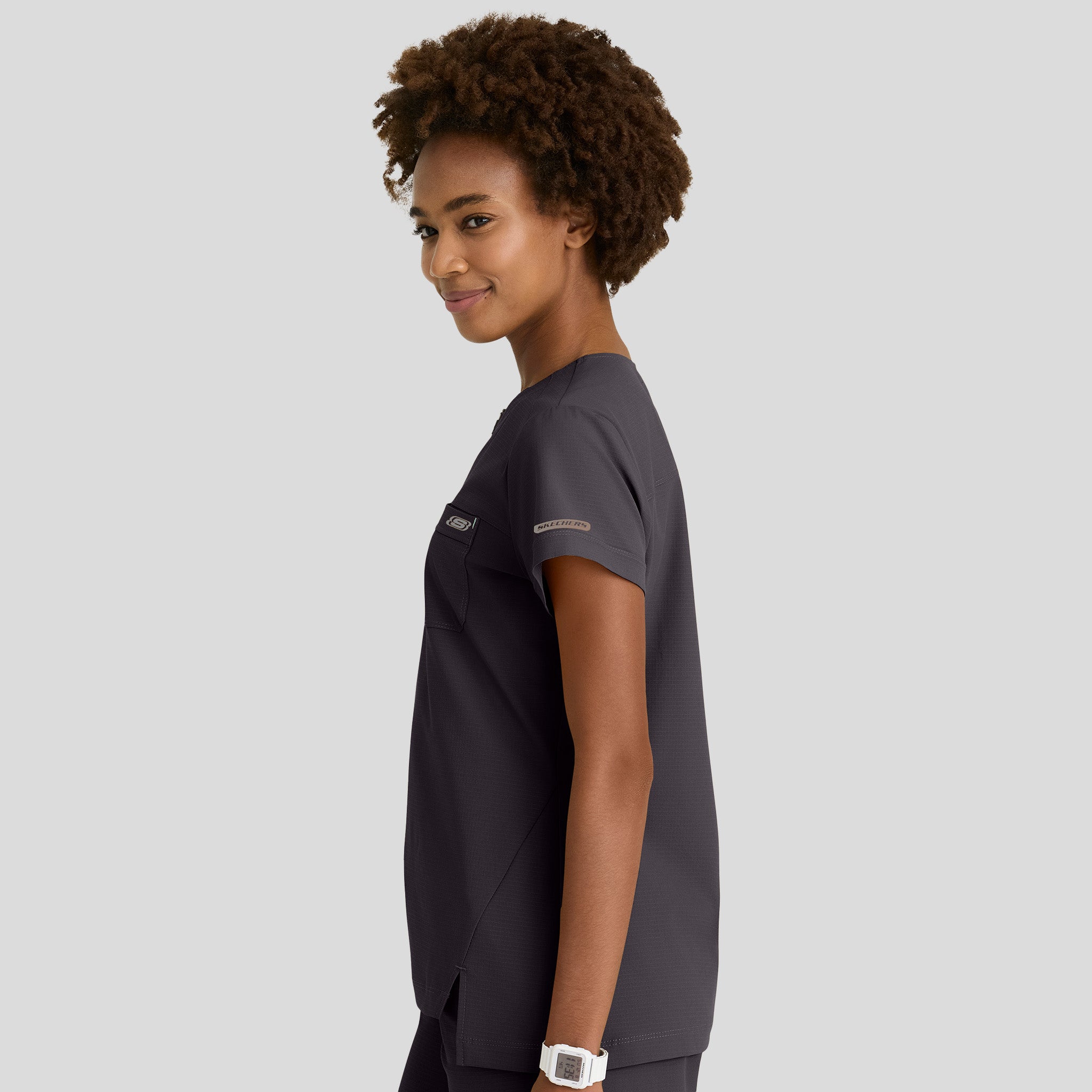 Trek 2-Pocket Rounded Neck Tuck-In Top | Pewter