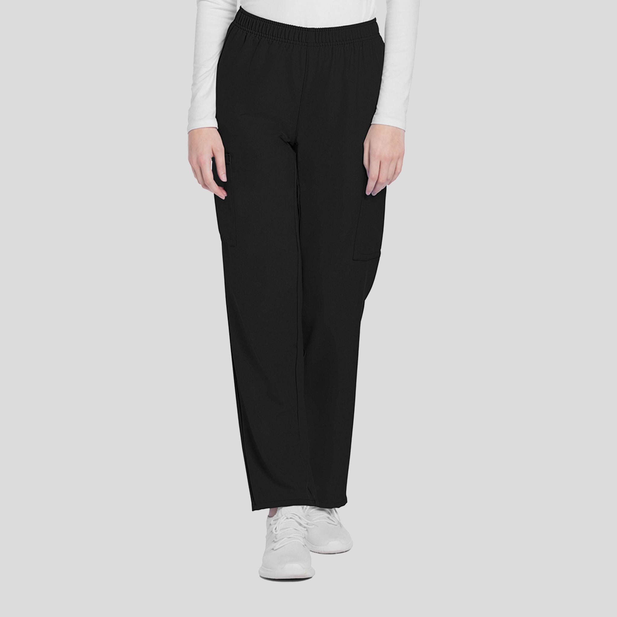 Mid Rise Pull-on Slim Leg Cargo Pant | Black