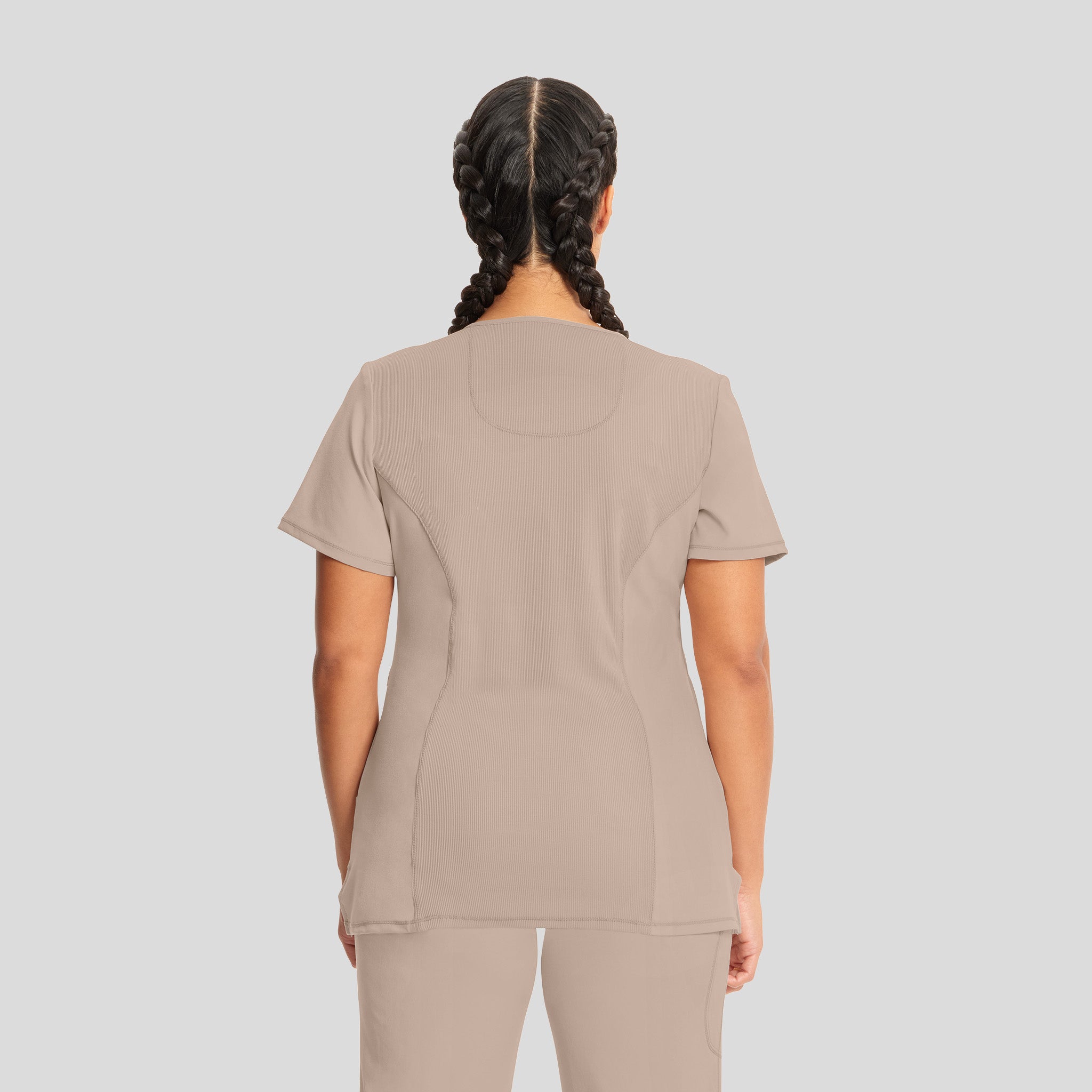 Infinity Mock Wrap Solid Scrub Top | Khaki