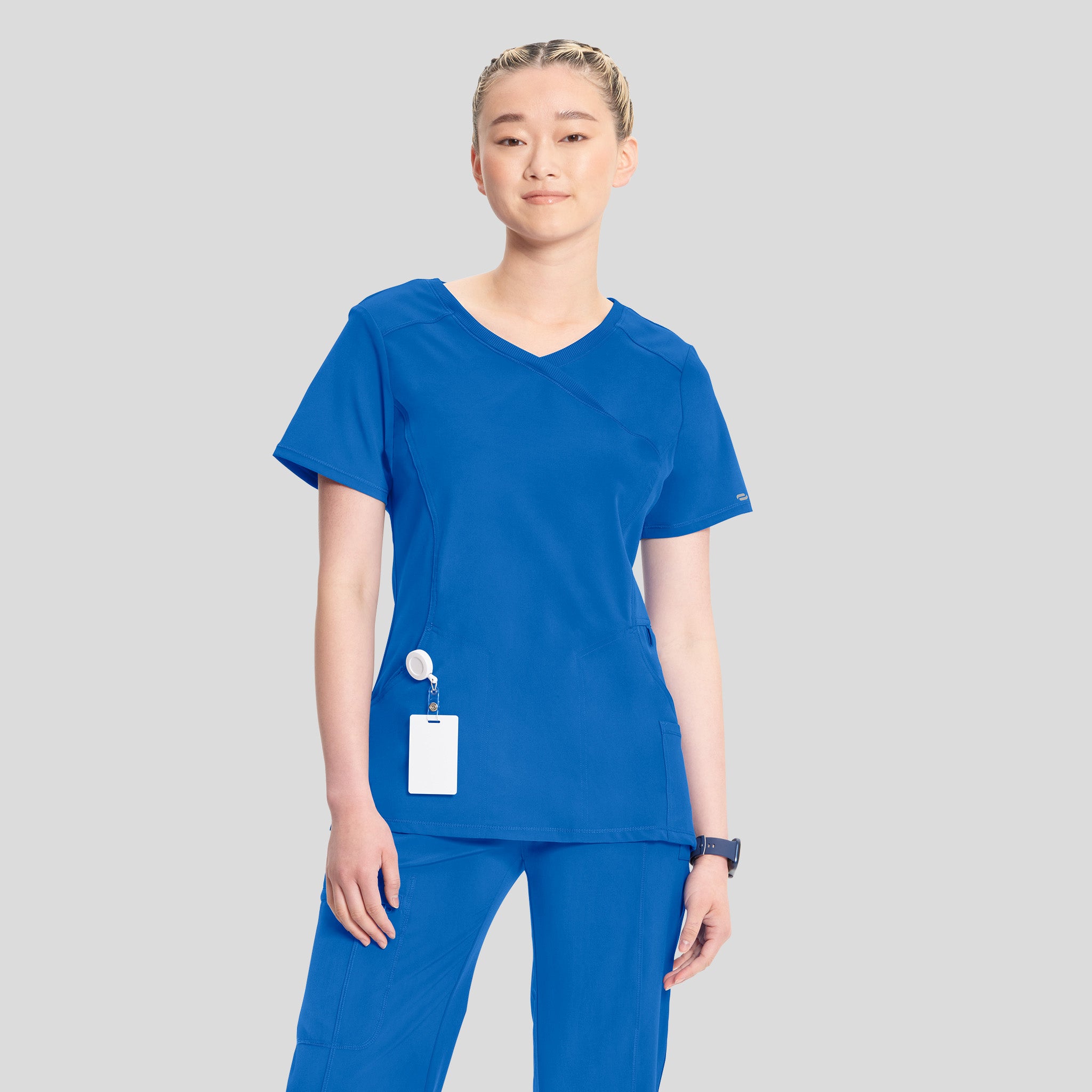 Infinity Mock Wrap Solid Scrub Top | Royal