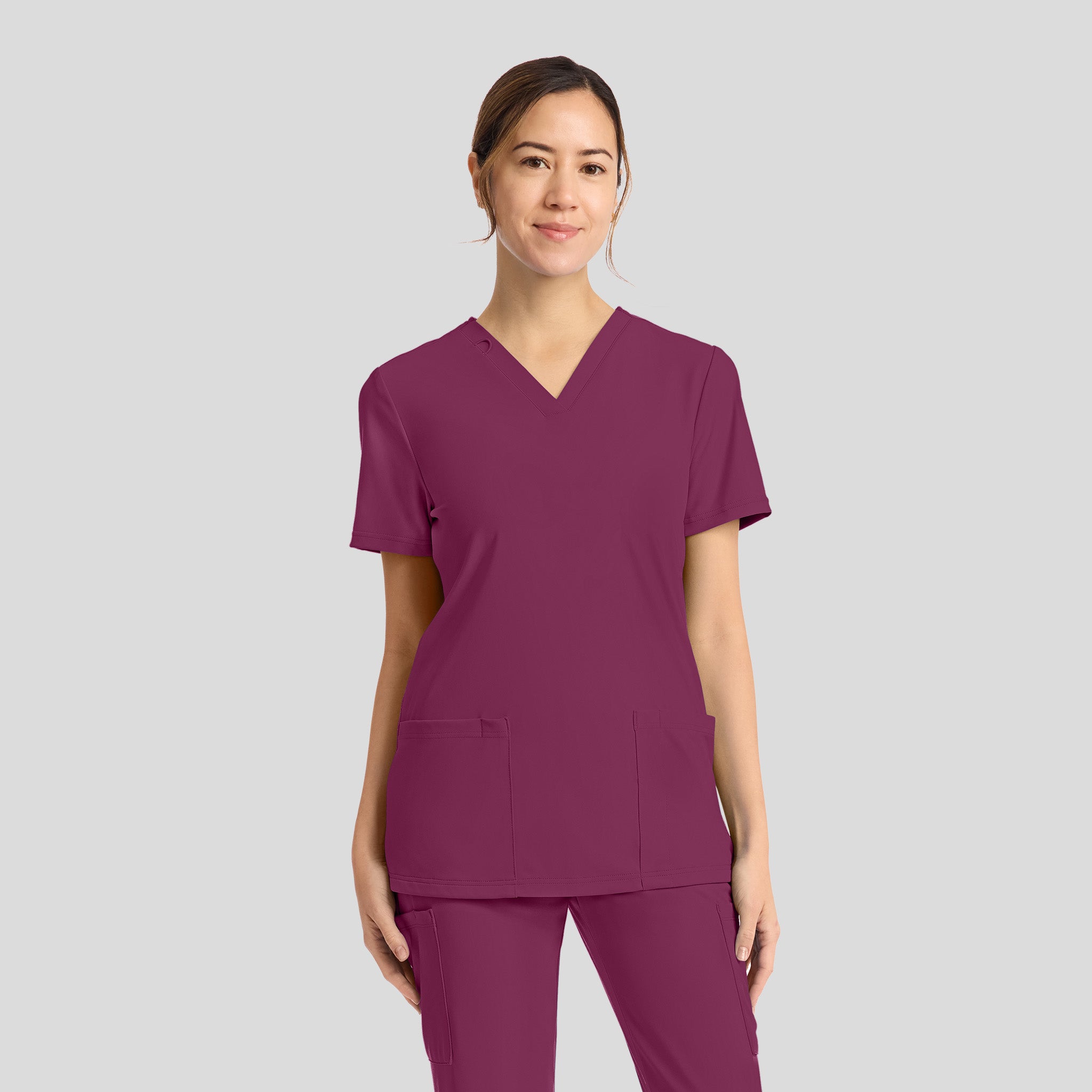 Achieve 2-Pocket Scrub Top | Wine