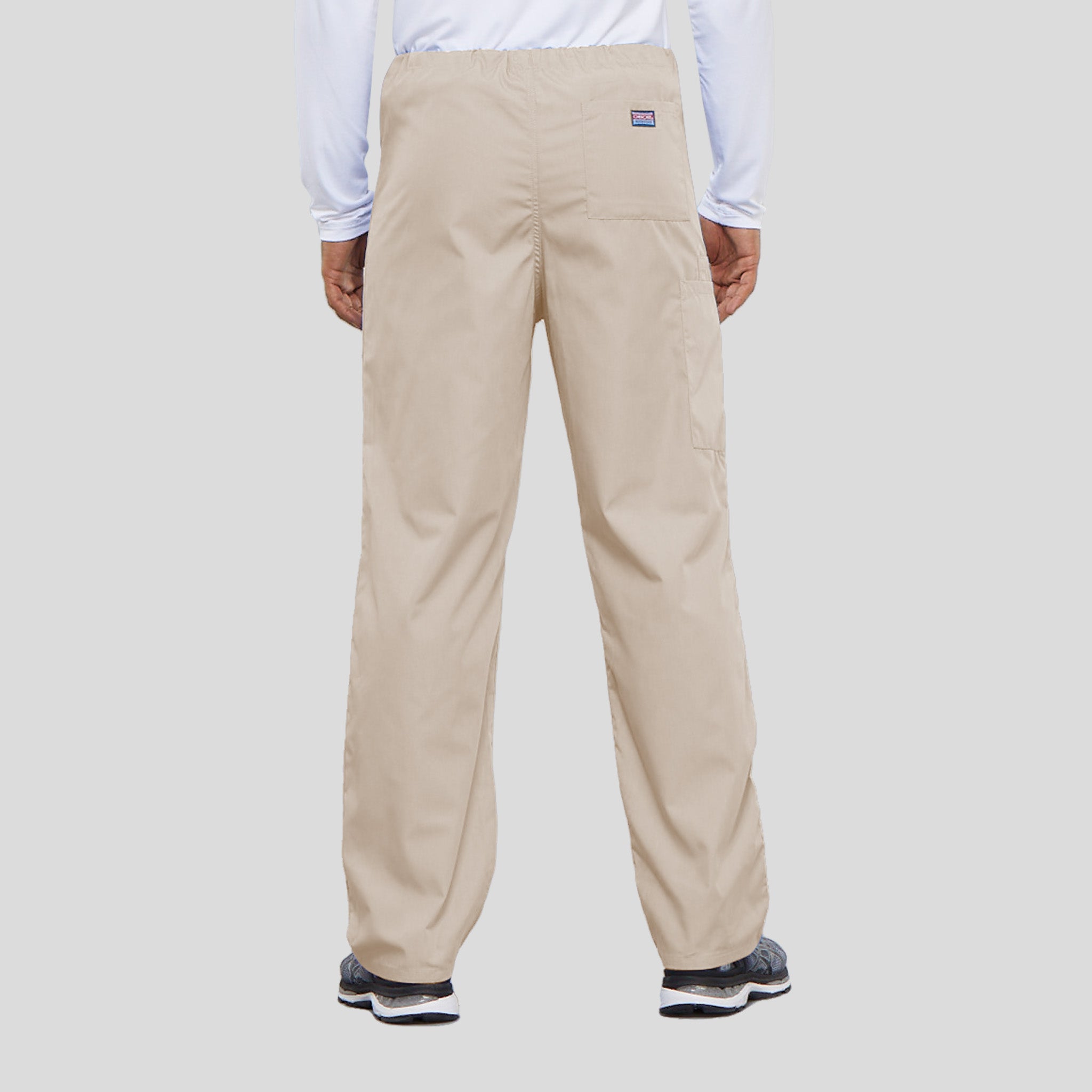 Unisex Drawstring Cargo Scrub Pant | Khaki