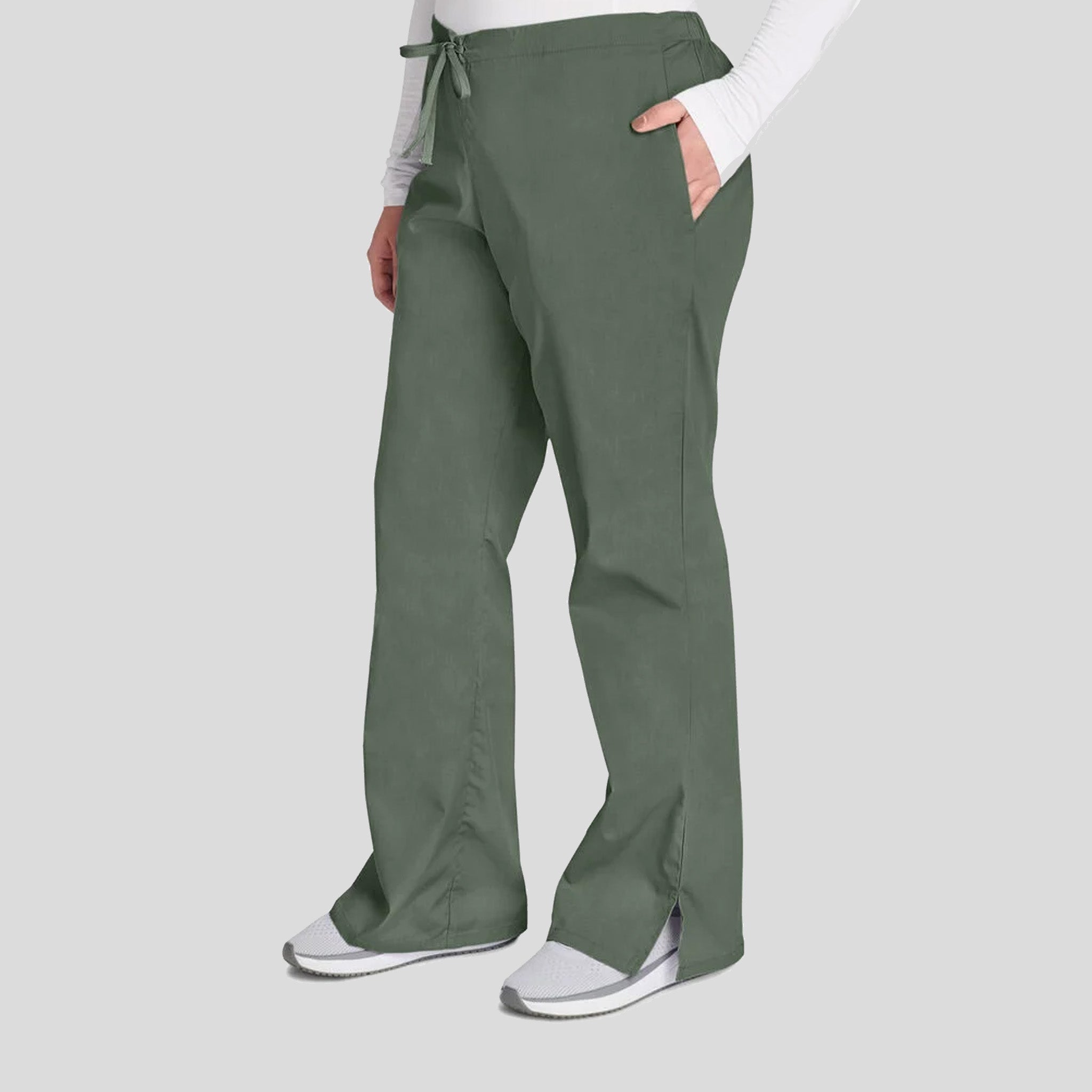 Natural Rise Flare Leg Drawstring Pant | Olive