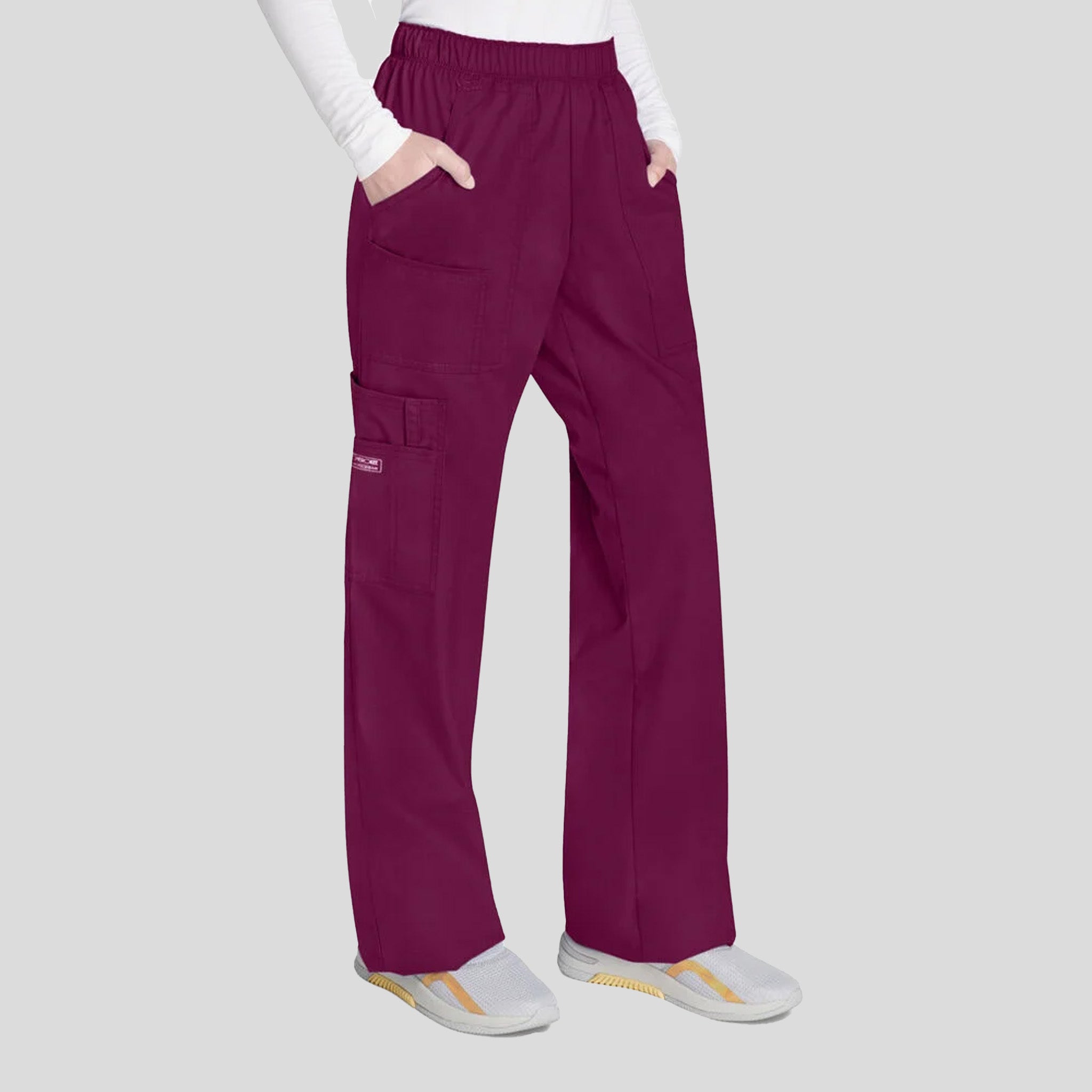 Elastic Waist Scrub Pant | Wine