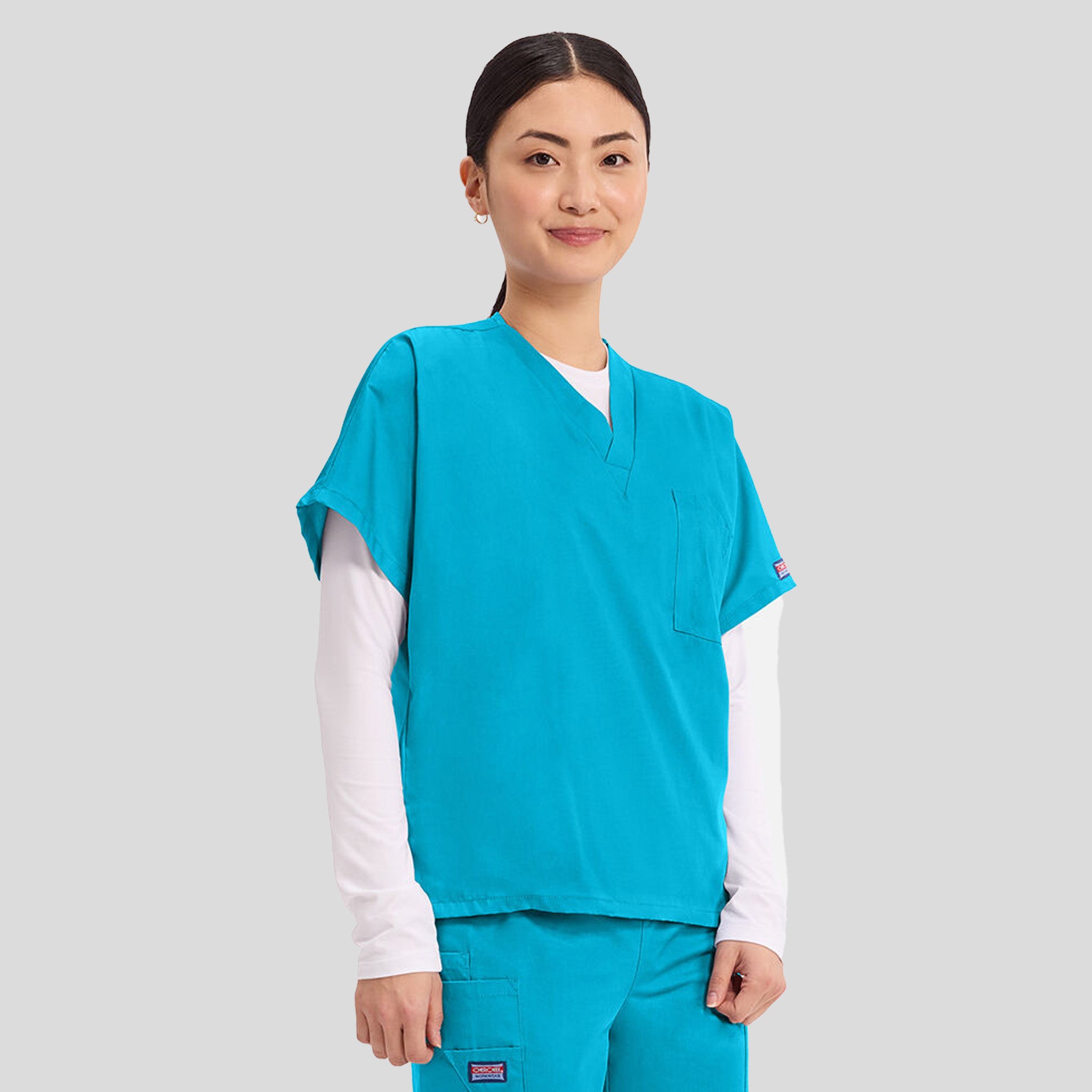 Unisex V-Neck 1 Pocket | Turquoise