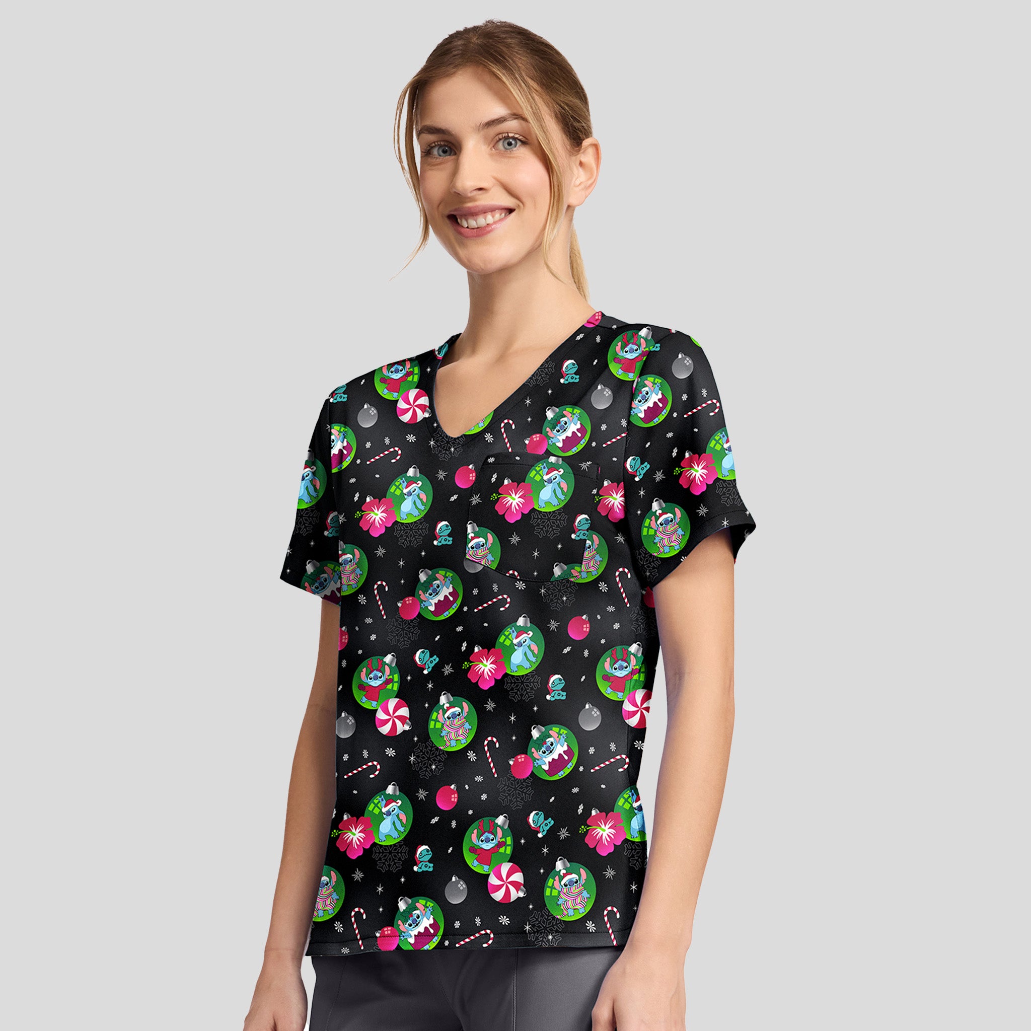 Print Scrub Top | Baubles and Bulbs