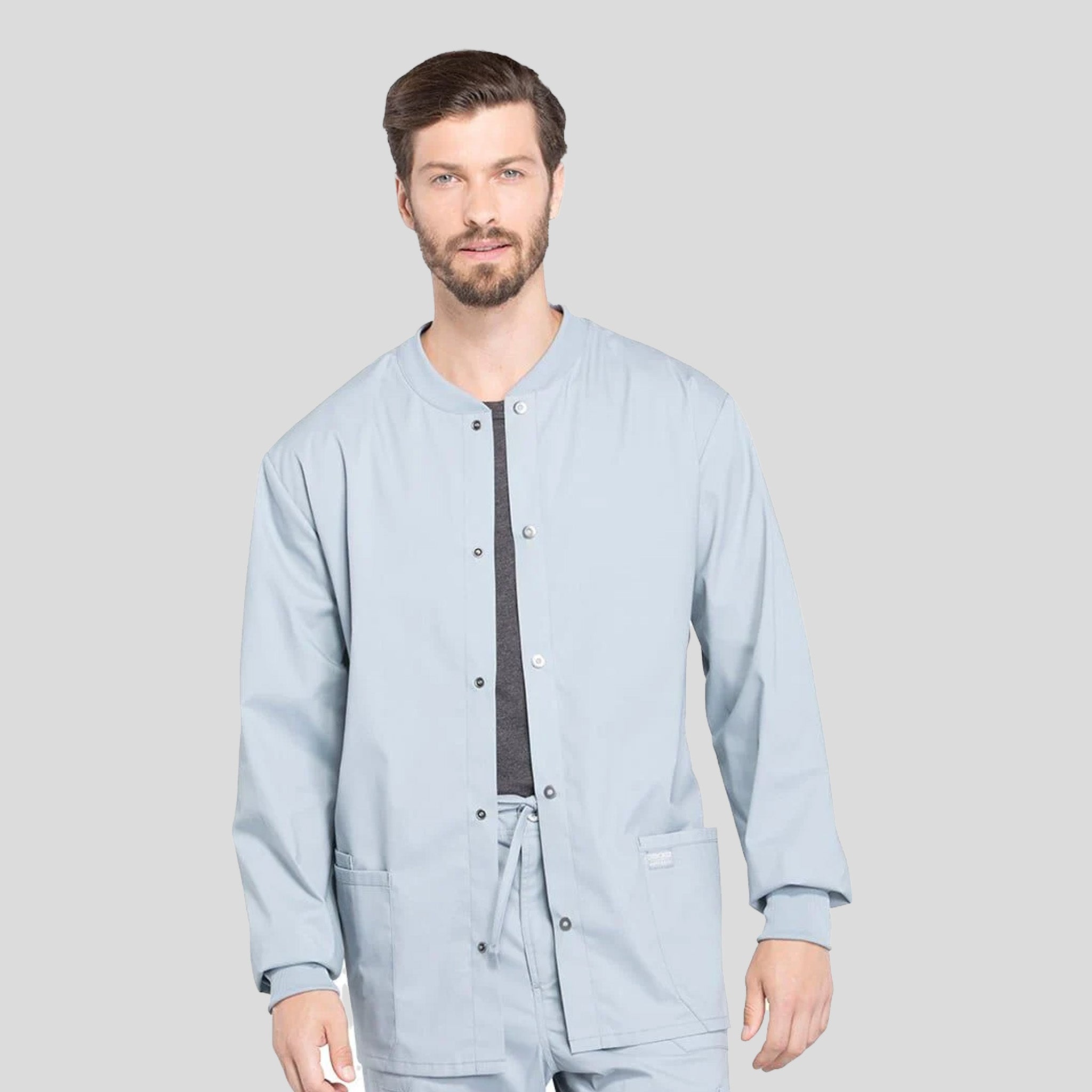 Men's Snap Front Warm-Up Jacket | Grey