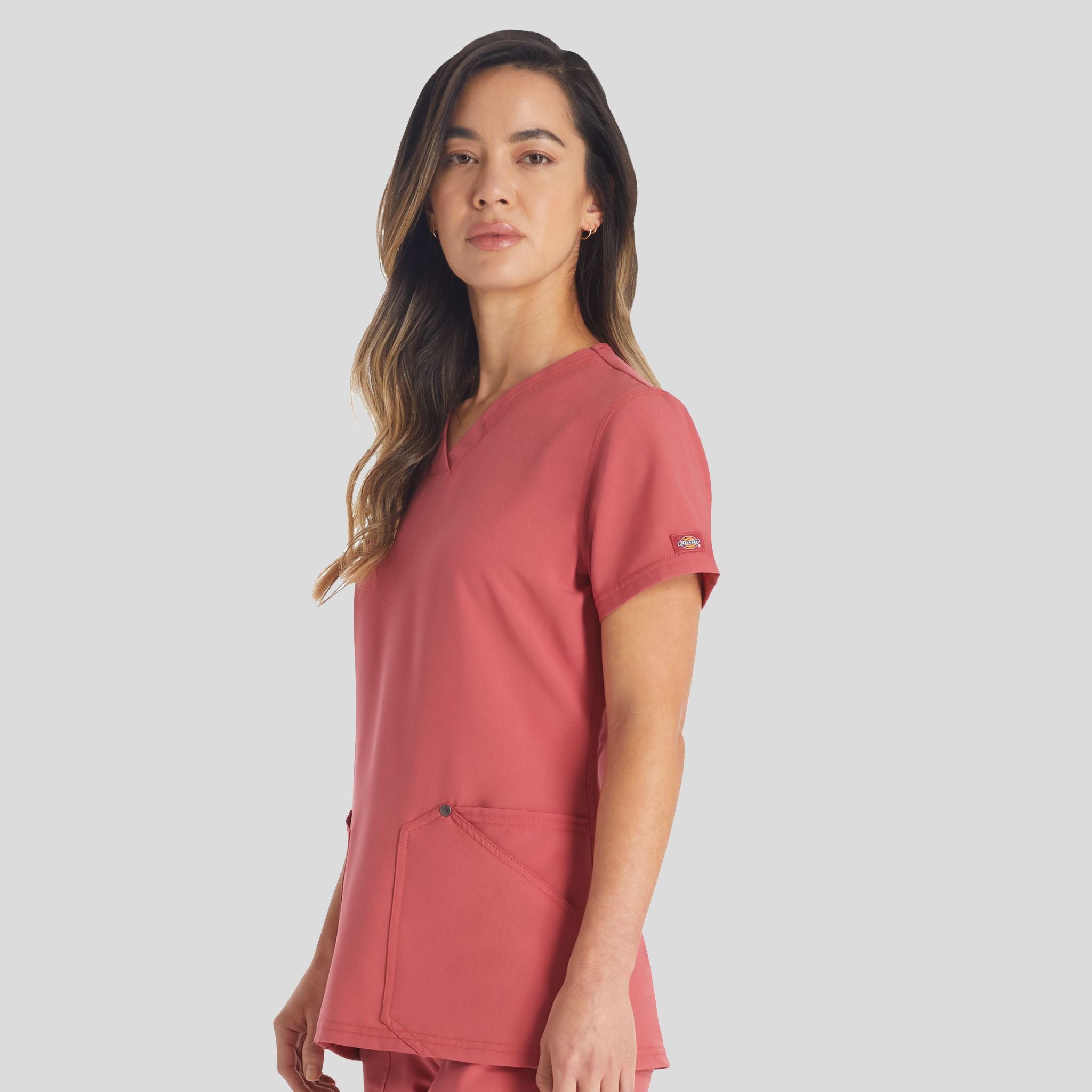 Women's V-Neck Scrub Top | Red Clay