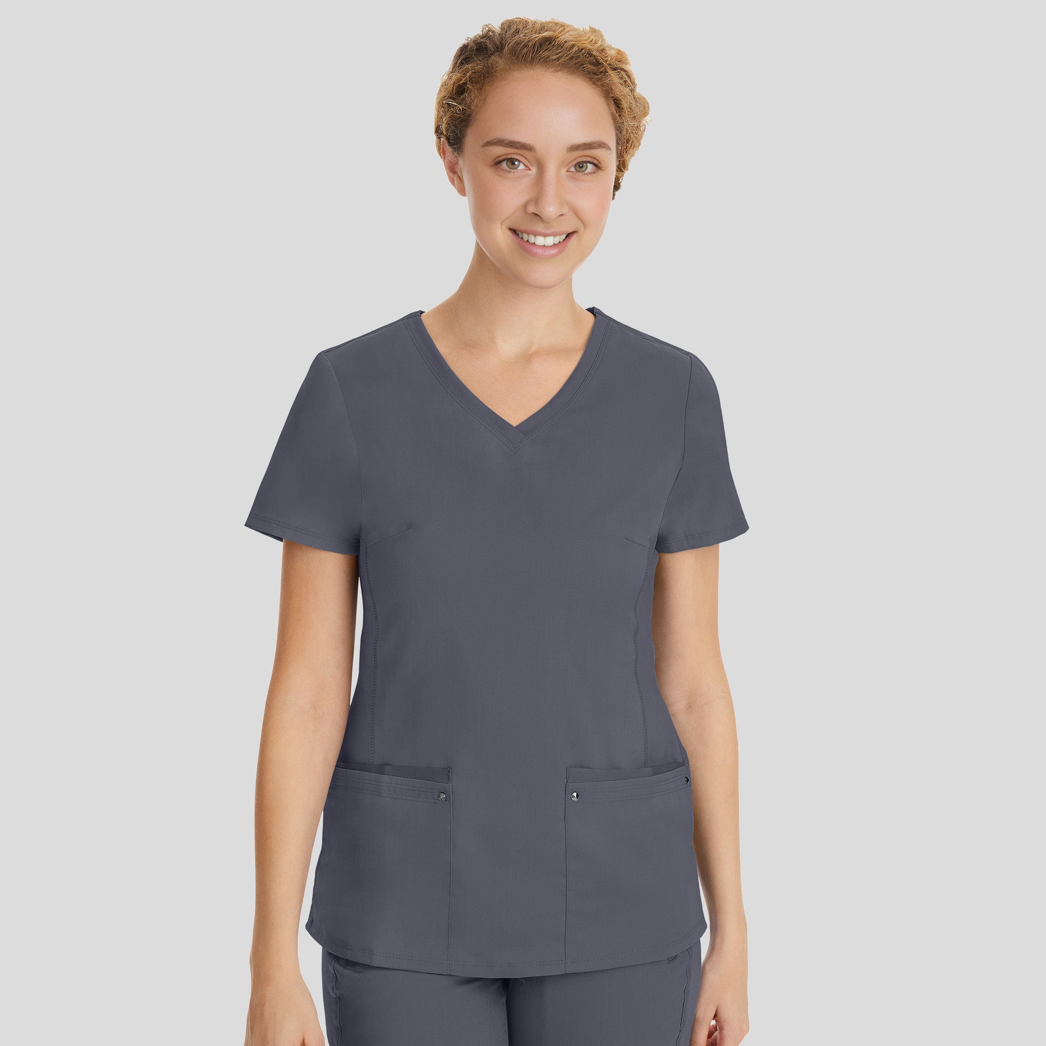 Juliet V-Neck Yoga Scrub Top | Pewter