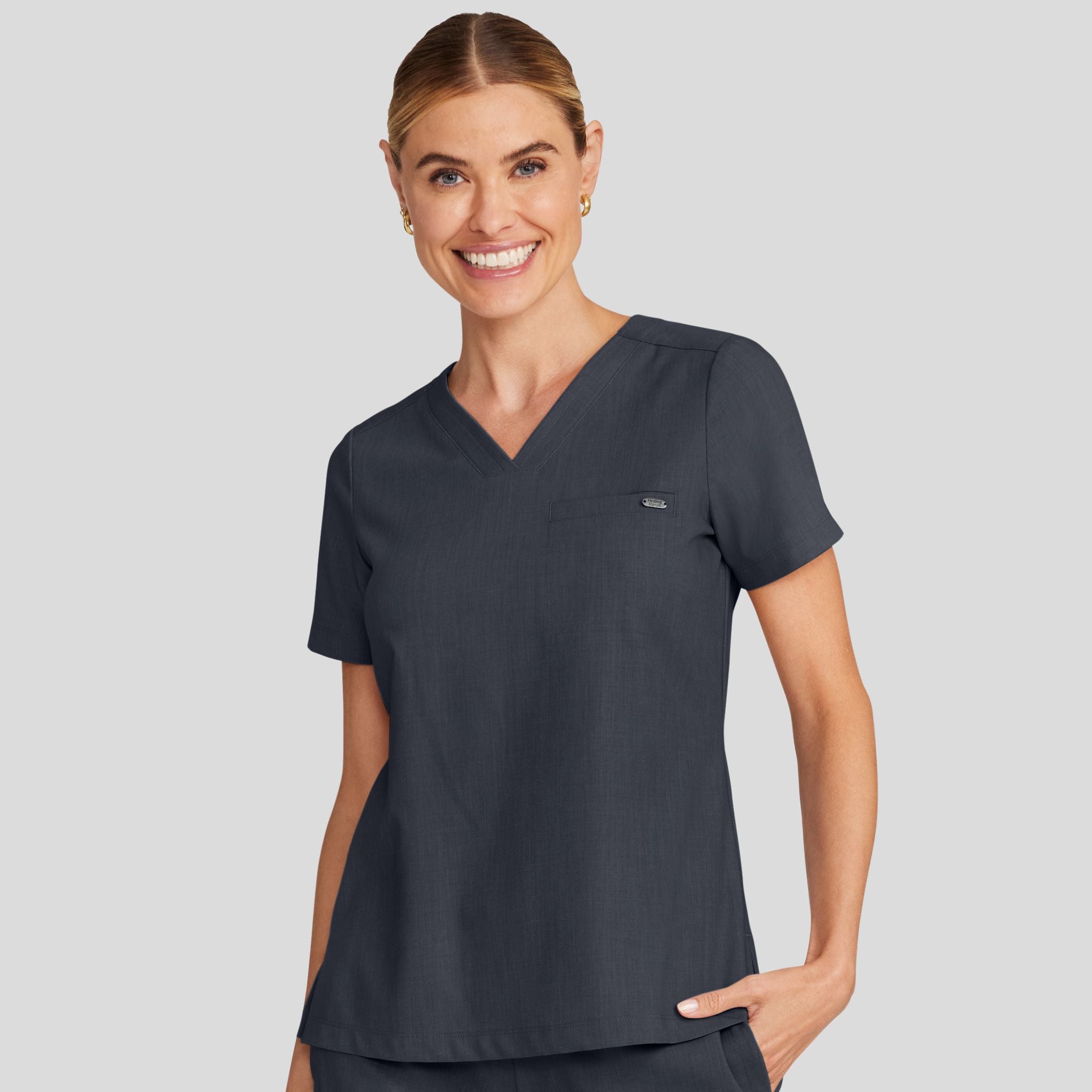 Women's Billie V-Neck Scrub Top | Pewter