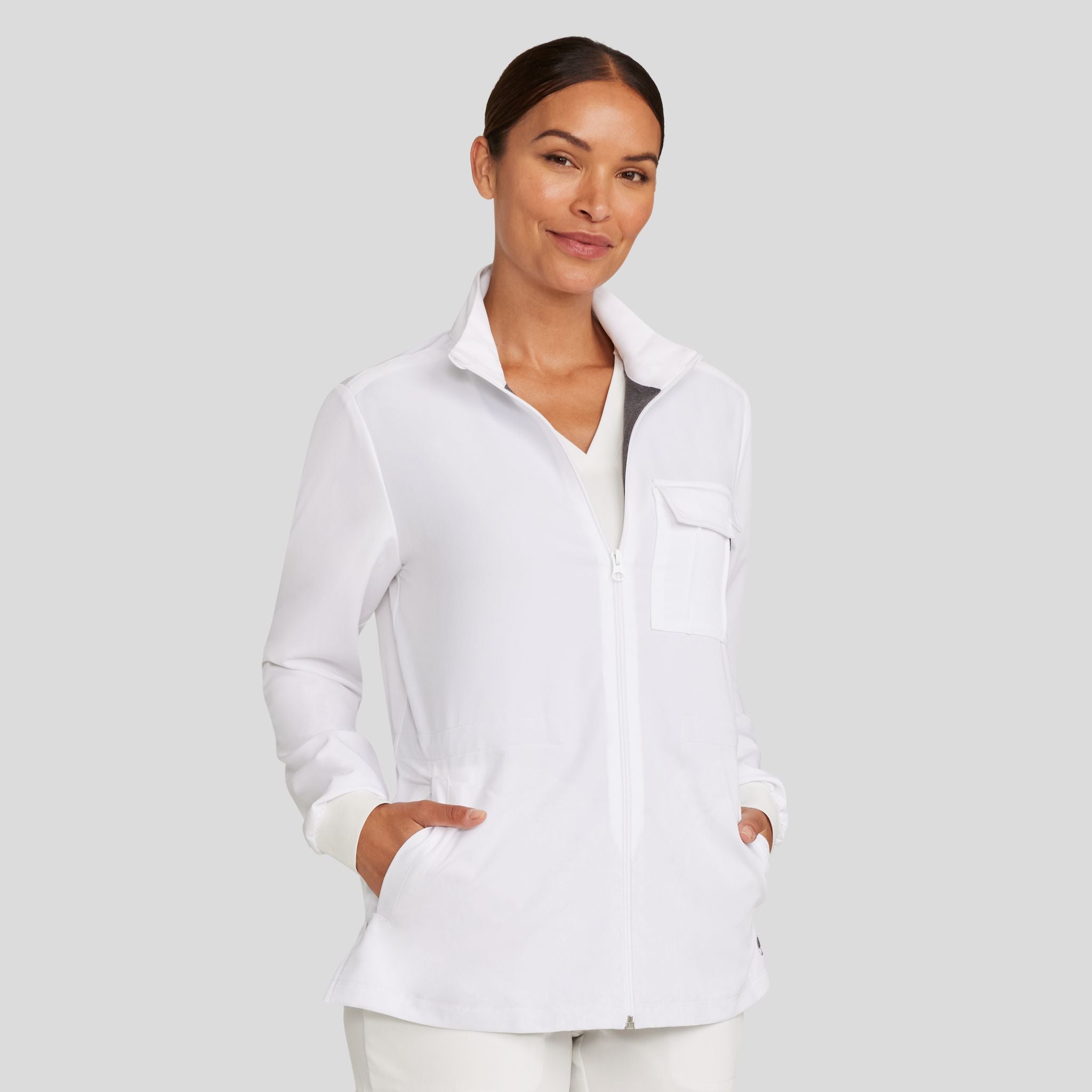Women's Brooks Utility Scrub Jacket | White Gardenia
