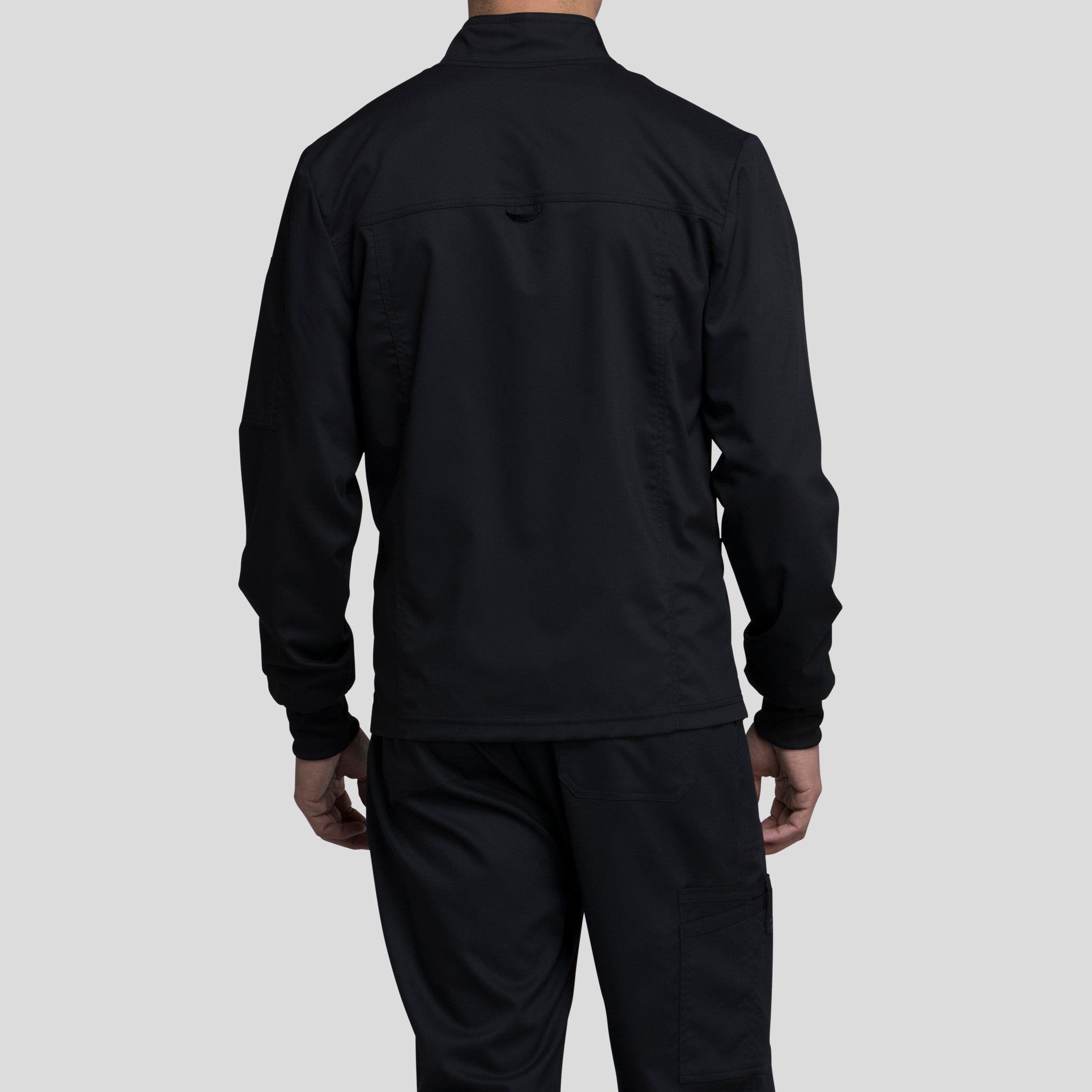 Men's Zip Front Scrub Jacket | Black