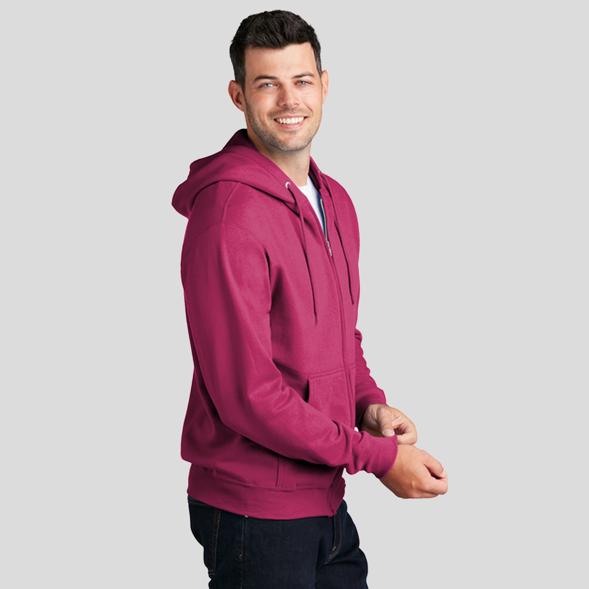 Core Fleece Full-Zip Hooded Sweatshirt | Sangria