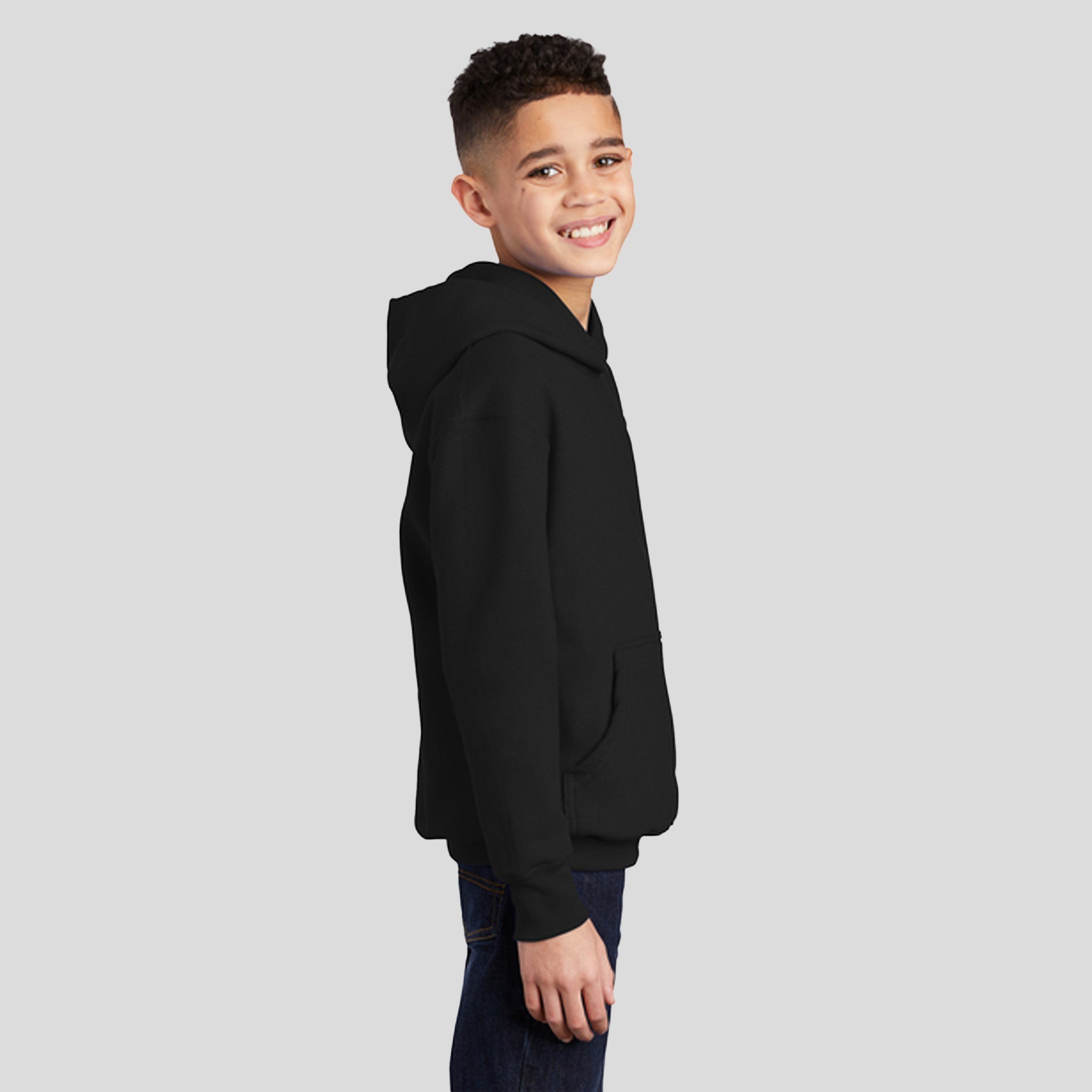 Youth Core Fleece Pullover Hooded Sweatshirt | Jet Black