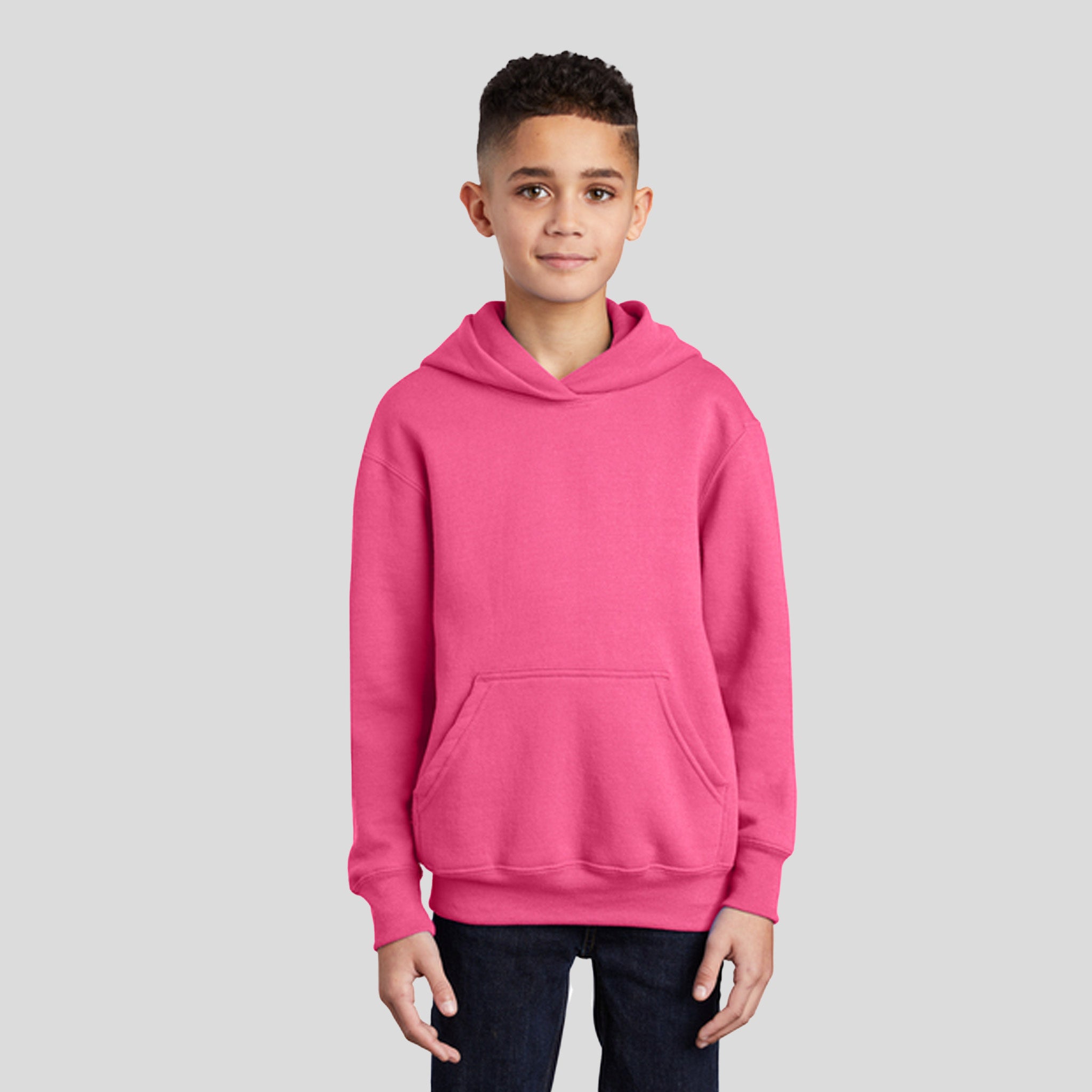 Youth Core Fleece Pullover Hooded Sweatshirt | Neon Pink