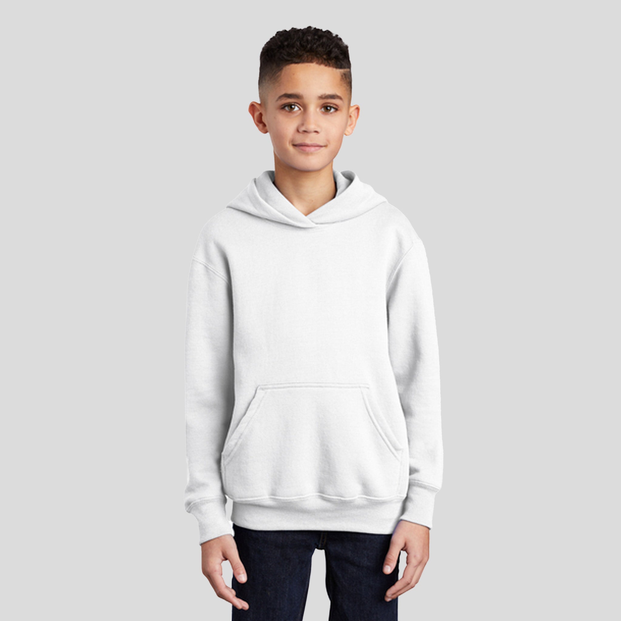 Youth Core Fleece Pullover Hooded Sweatshirt | White