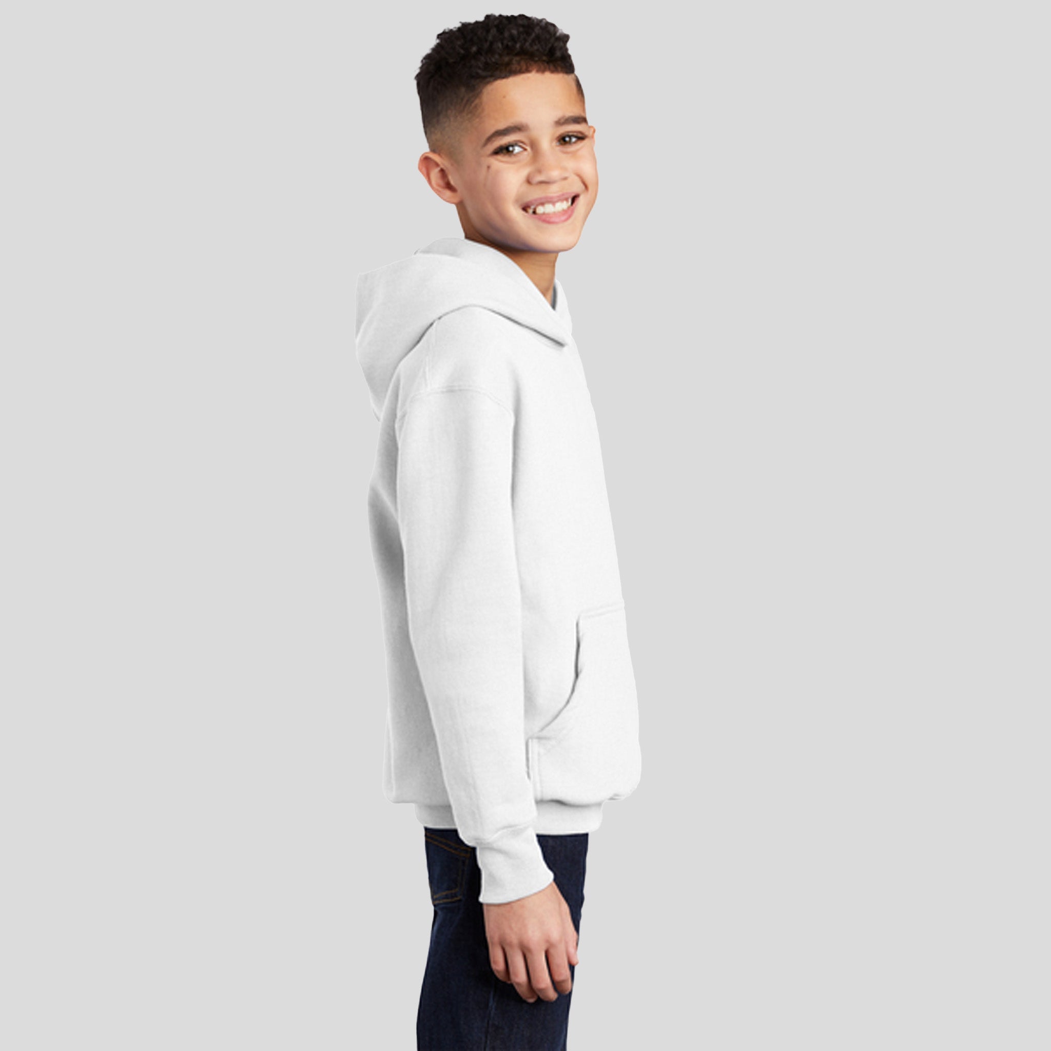 Youth Core Fleece Pullover Hooded Sweatshirt | White